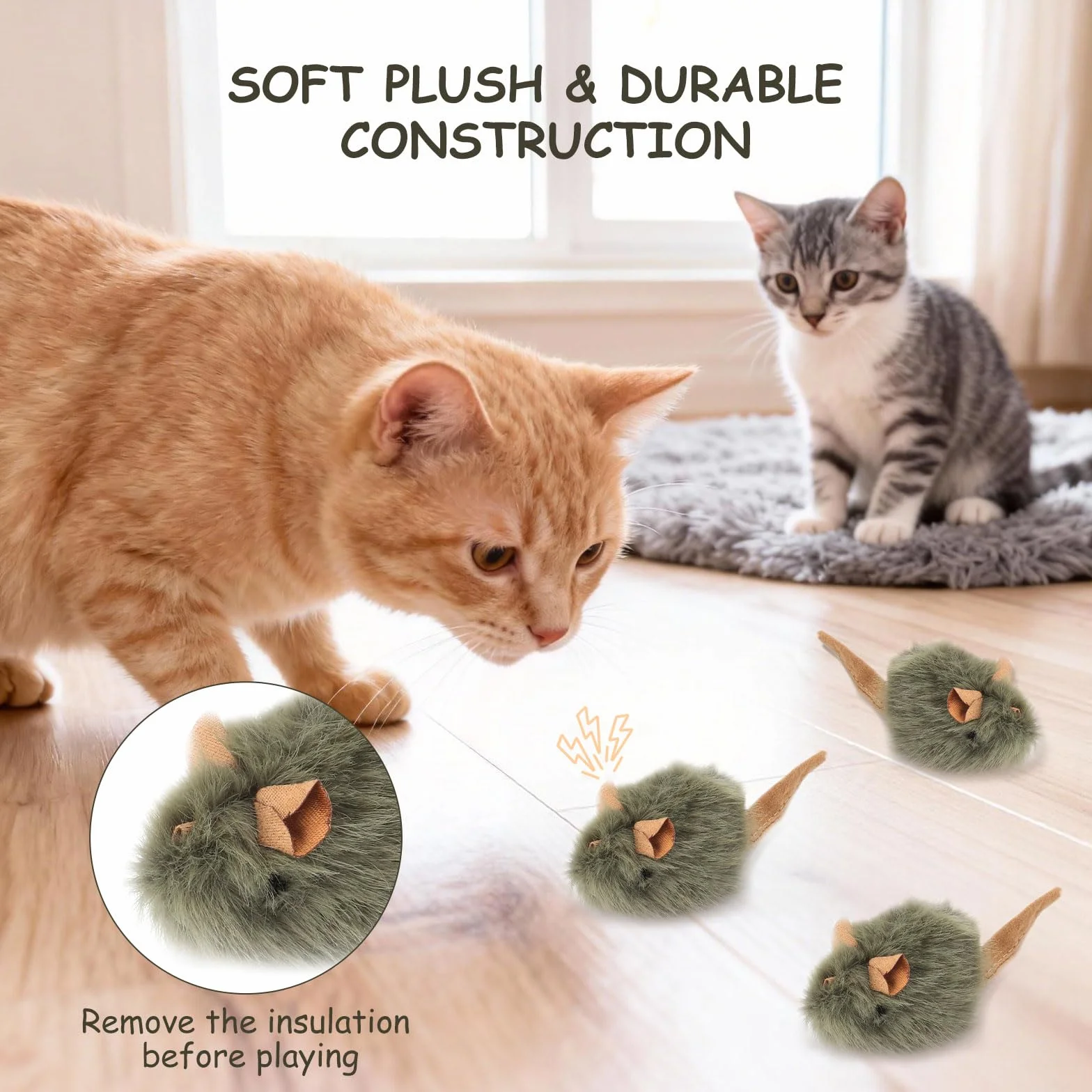 3 piezas de juguetes para gatos, juguete para gatos, autoempleo, ratón de juguete para gatos, ratones de piel, juego interactivo, ratón eléctrico para gatos, juguete de felpa, ratón para razas de