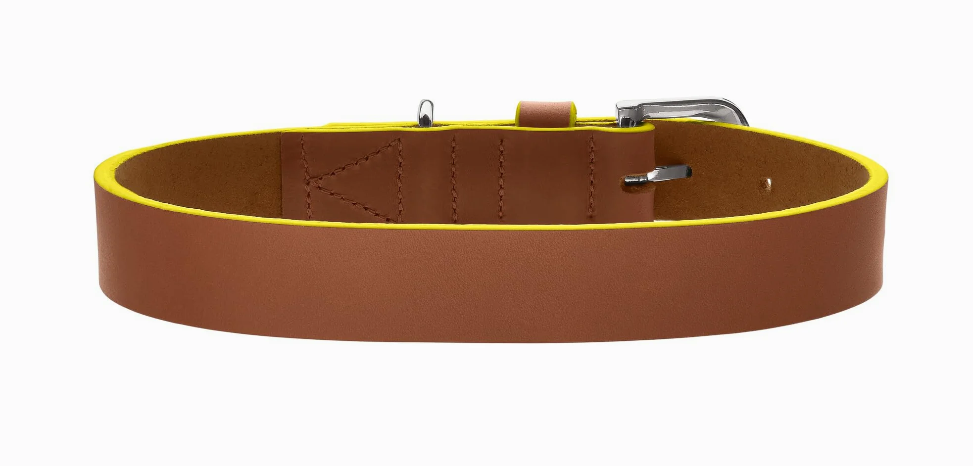 Hunter Garda - Collar para Perro de Piel de Vacuno Suave, Resistente y cómodo, con Bordes de Contraste teñidos a Mano, Fabricado en Alemania, Color coñac/Amarillo, Talla 60