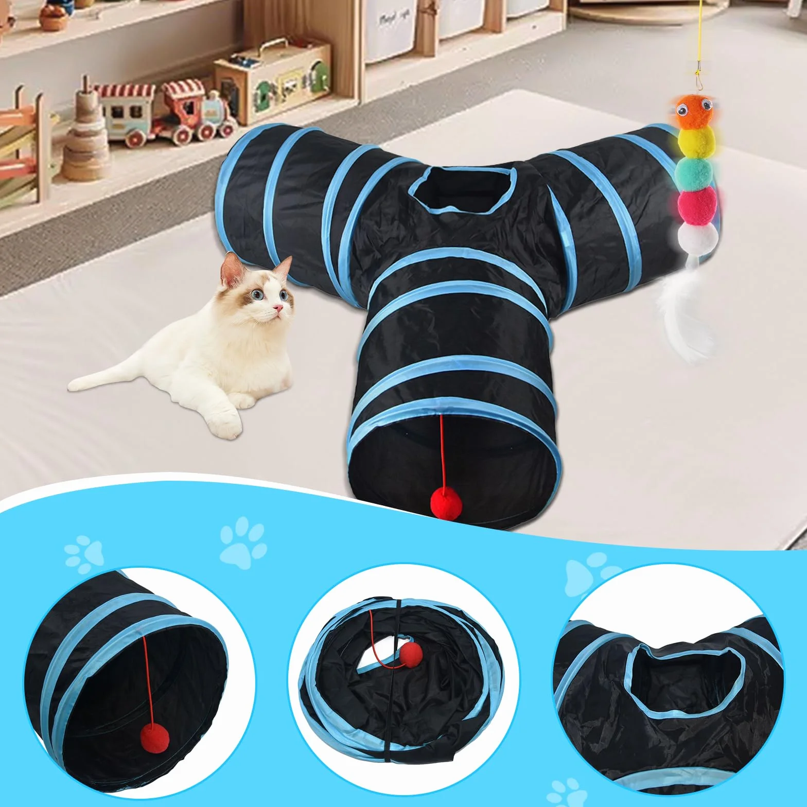 Juguetes para Gatos, 38 Piezas Set, Palo de Gato Divertido, Ratones, Hierba Gatera, Peces, Tumbler, Bolas y Campanas