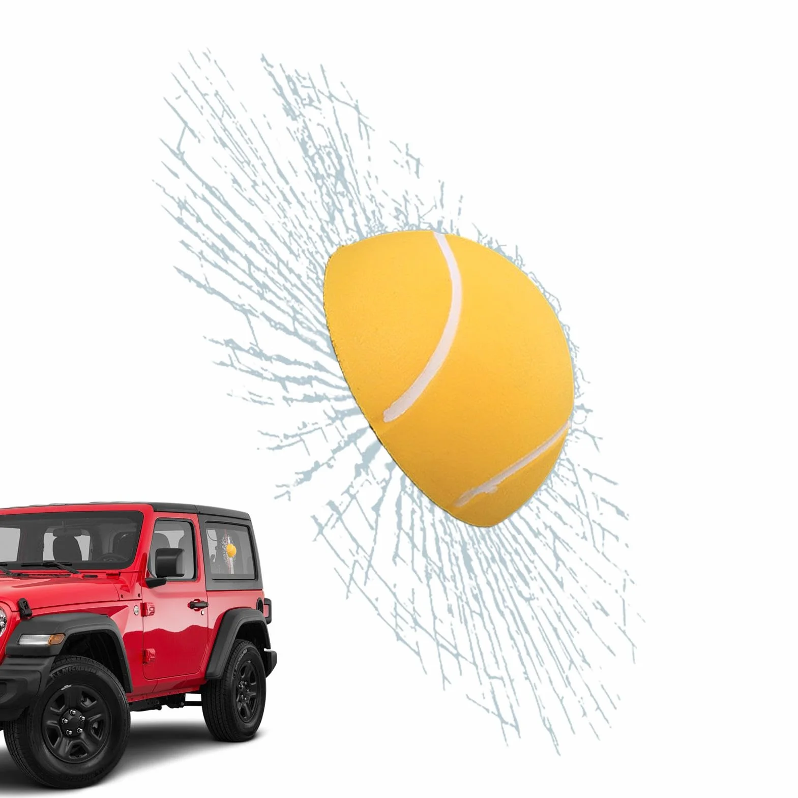 Calcomanías 3D de broma para vidrio de ventana, diseño de pelota de tenis, parabrisas trasero de coche, decorativas para el hogar