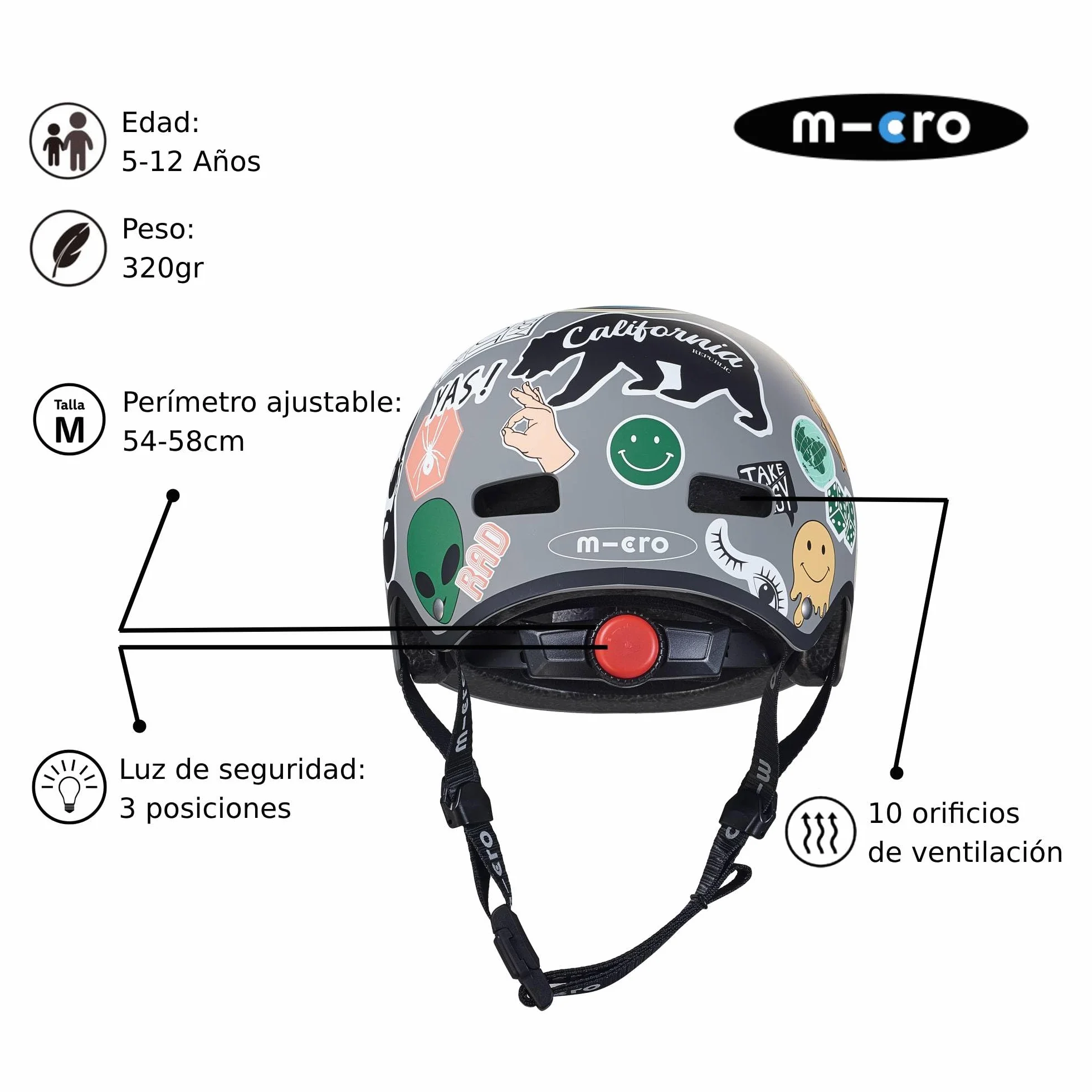 Casco Infantil Micro® con Luz Trasera y Cierre Magnético 250g