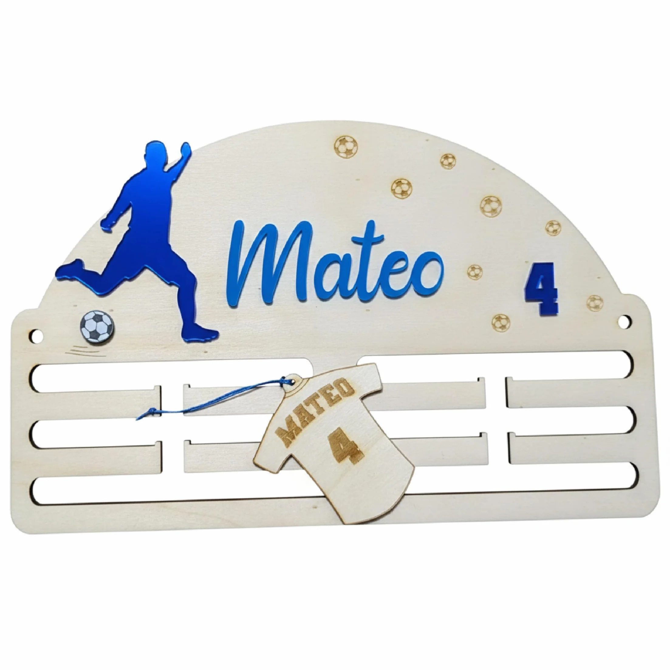 Medallero Fútbol de Madera Personalizado con Nombre, Acrílico, Fabricado en España