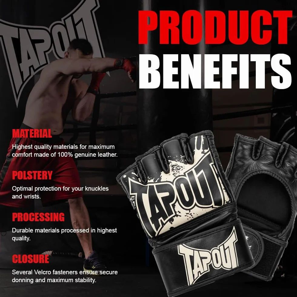Tapout MMA Pro Fight Guantes de Piel 1 Par