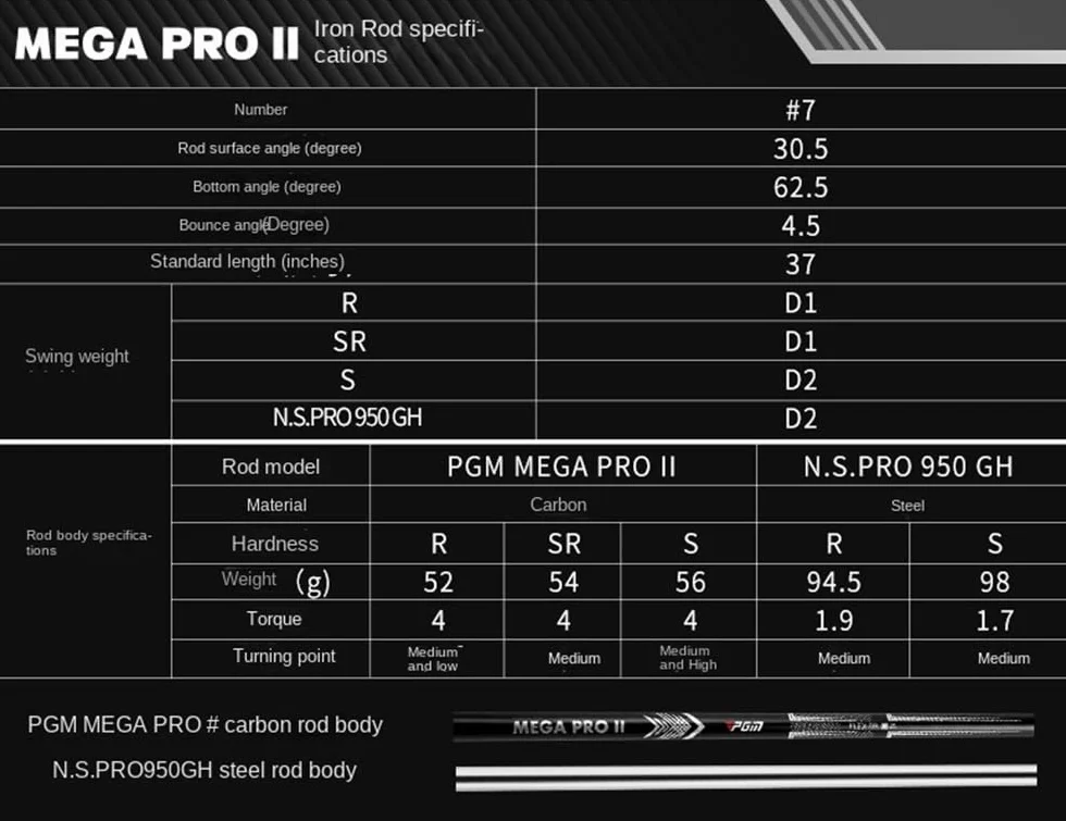 MEGA PRO II Palos de Golf Profesionales #2 #3 #7 Diestros R Carbon
