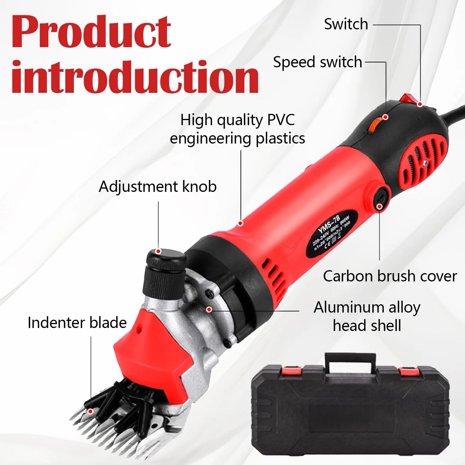 Maquina Esquilar Ovejas 900W, Tijeras Eléctricas Profesionales para Ovejas y Caballos con Estuche y 6 Velocidades