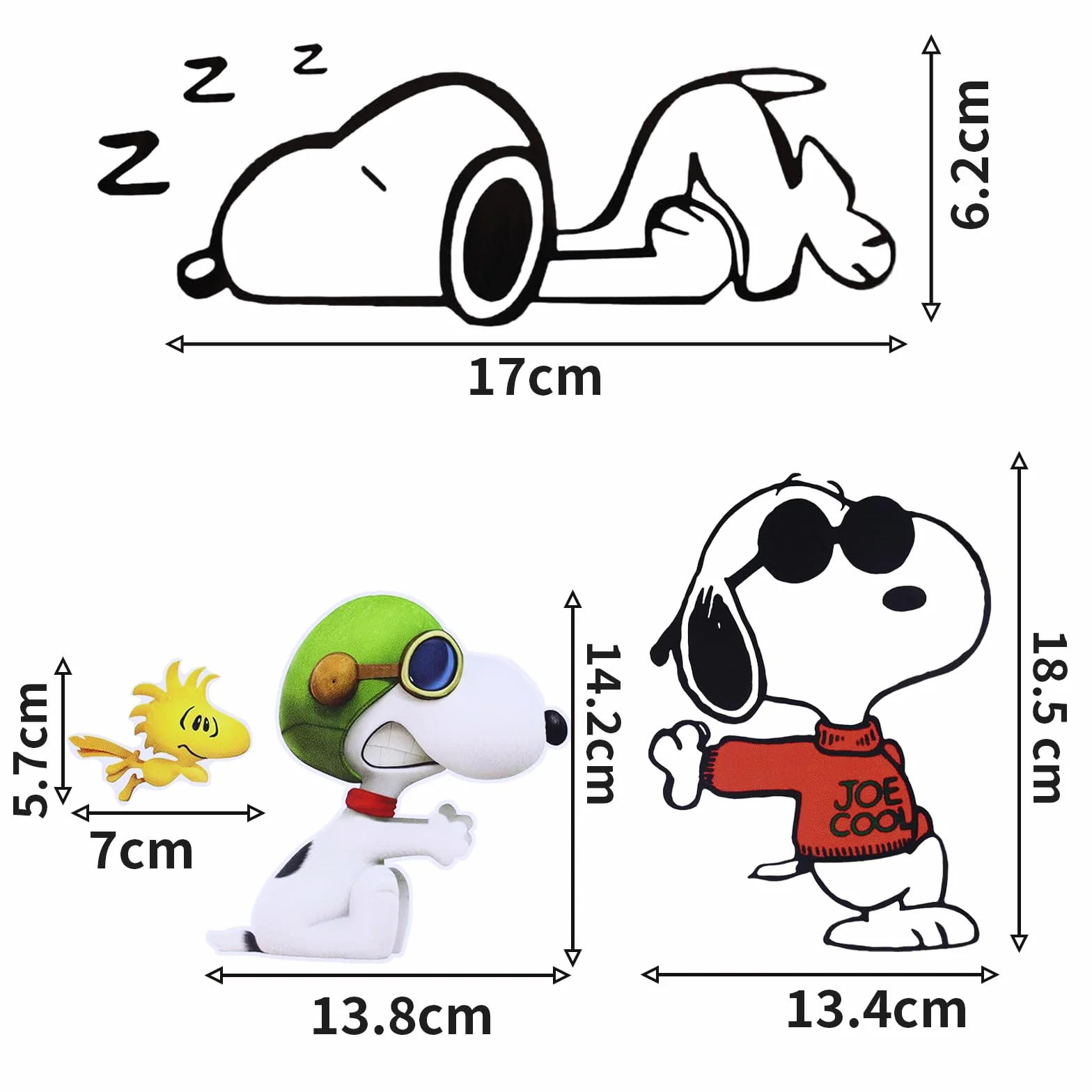 Pegatinas Peanuts 3 diseños impermeables 15x20 cm para coche Vespa portátil ventana