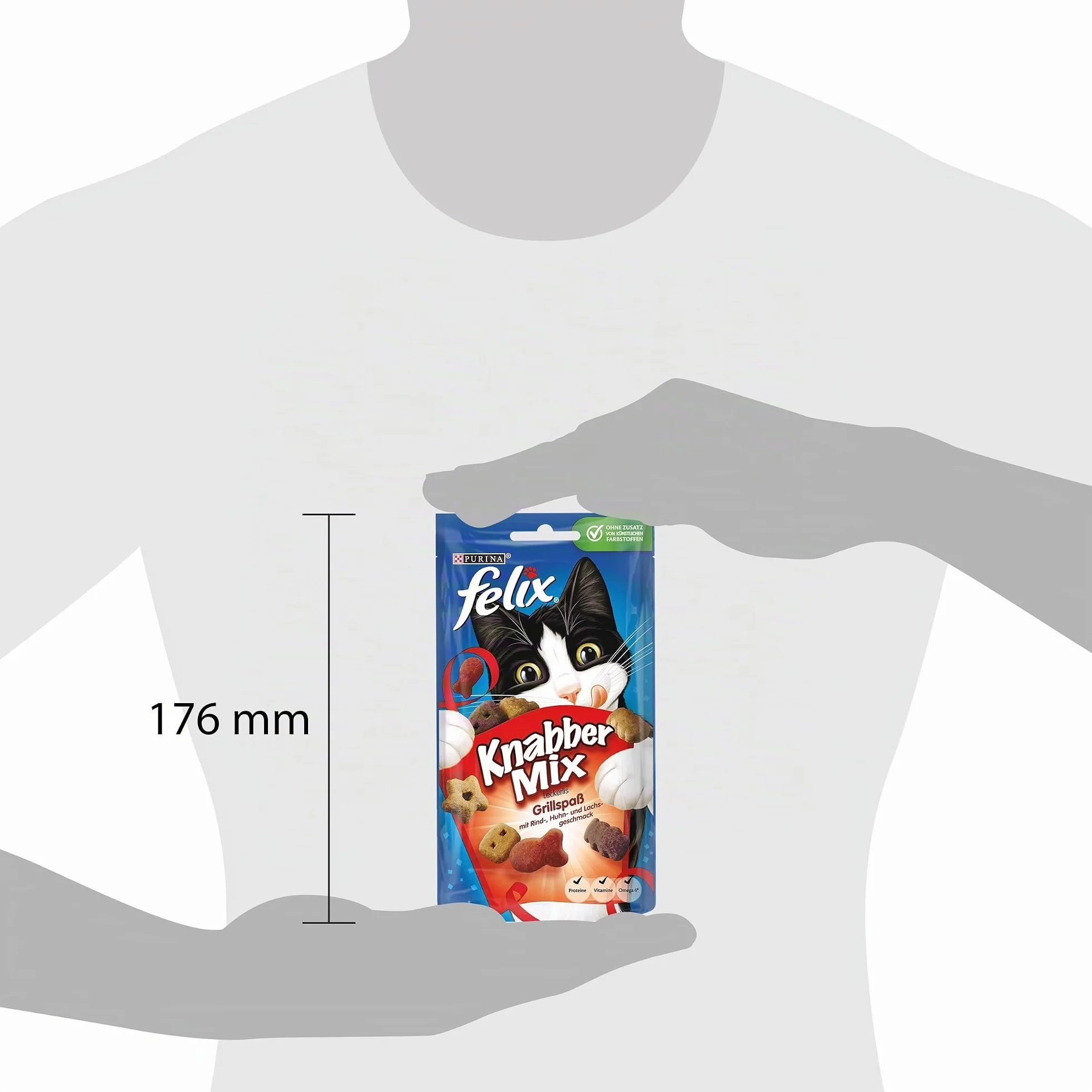 Felix Golosinas para Gatos Knabber Mix, Pack de 8 (8 Paquetes de 60 g)
