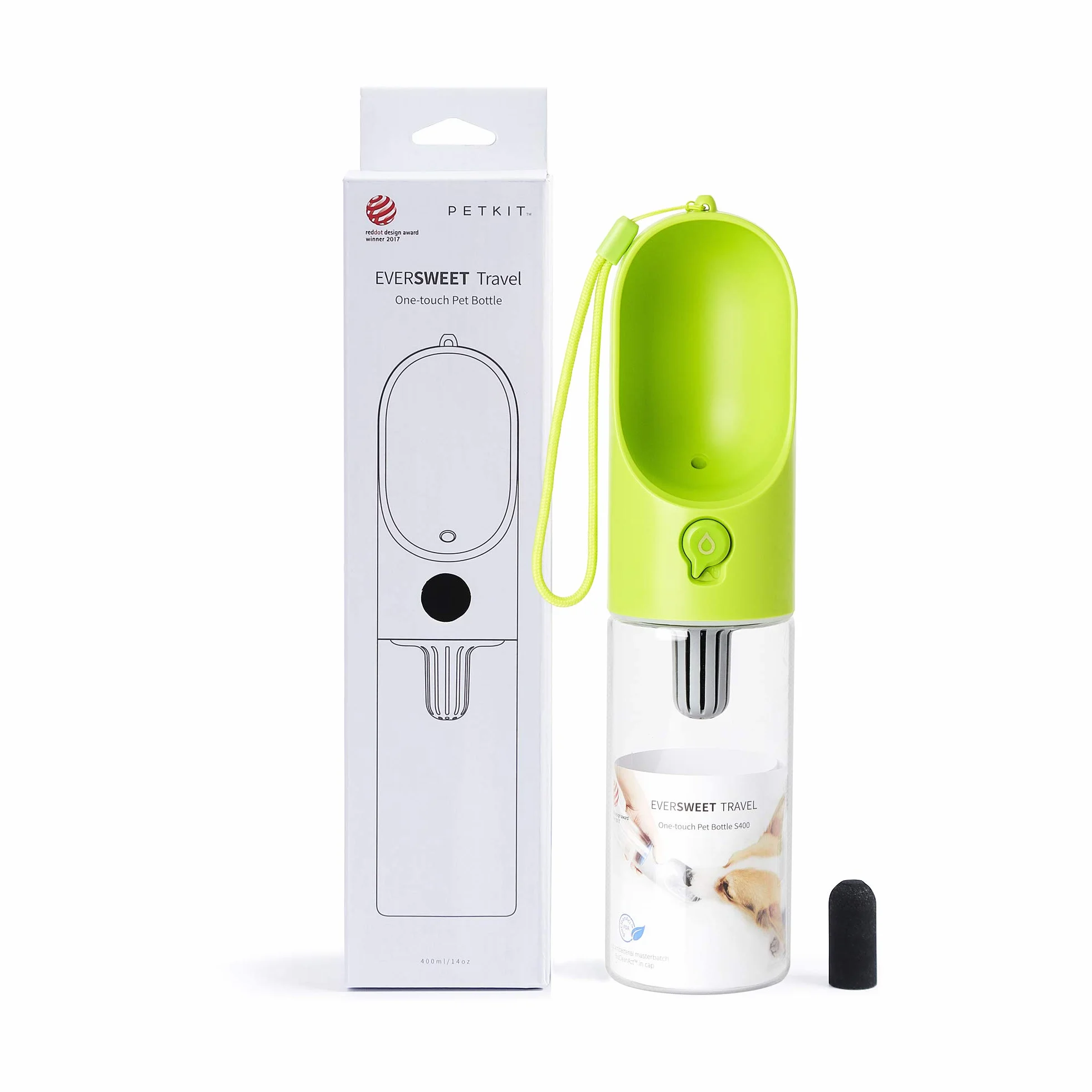 Botella de Agua para Perros para Caminar-Dispensador de Agua para Mascotas Moda Antibacterial portátil para Perros Viaje Botella para Beber Agua(Verde)