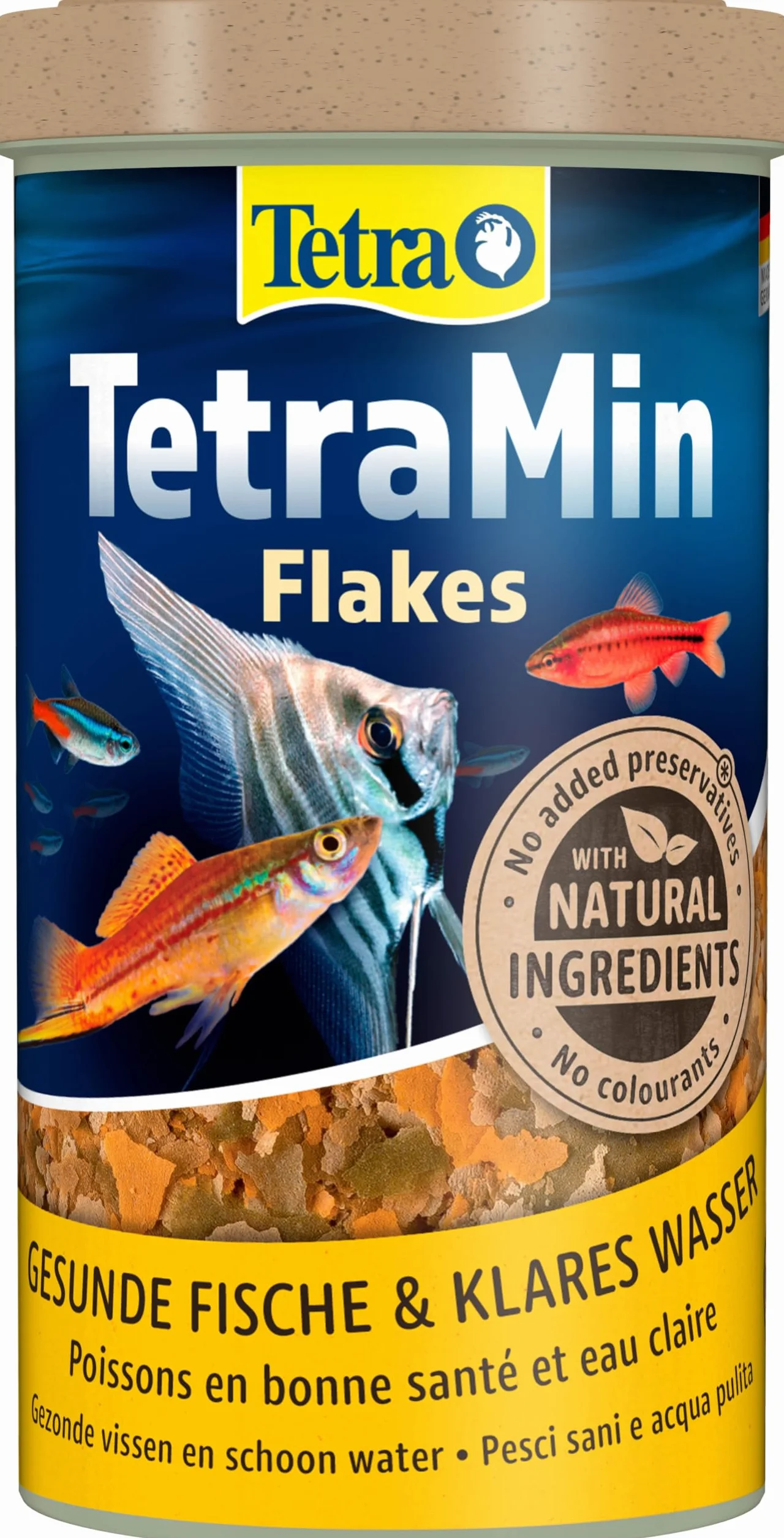 TetraMin Flakes - alimento en forma escamas de para todos los peces ornamentales, mezcla equilibrada para peces sanos y agua clara, lata de 500 ml