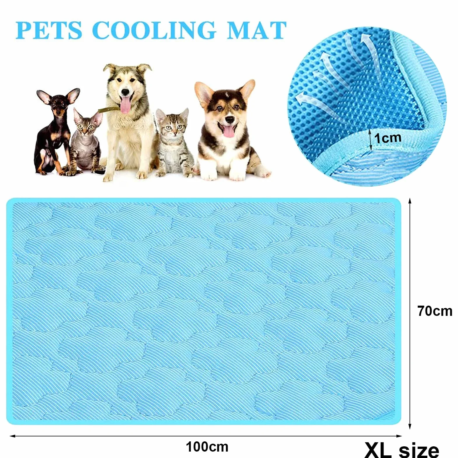 Alfombra Refrescante para Perro,100*70cm Colchon Mascotas para Verano,Enfriamiento para Camas de Mascotas,Plegable,Impermeable y Resistente a la Rotura,Mantener a Las Mascotas Frescas en Verano(XL)