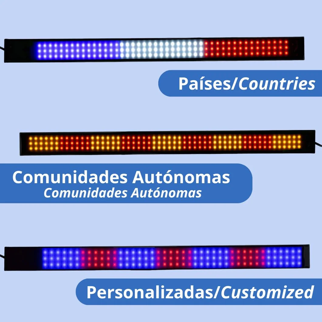 Bandera LED 12-24V 4 Azules 3 Rojos Personalizada Barcelona para Vehiculo