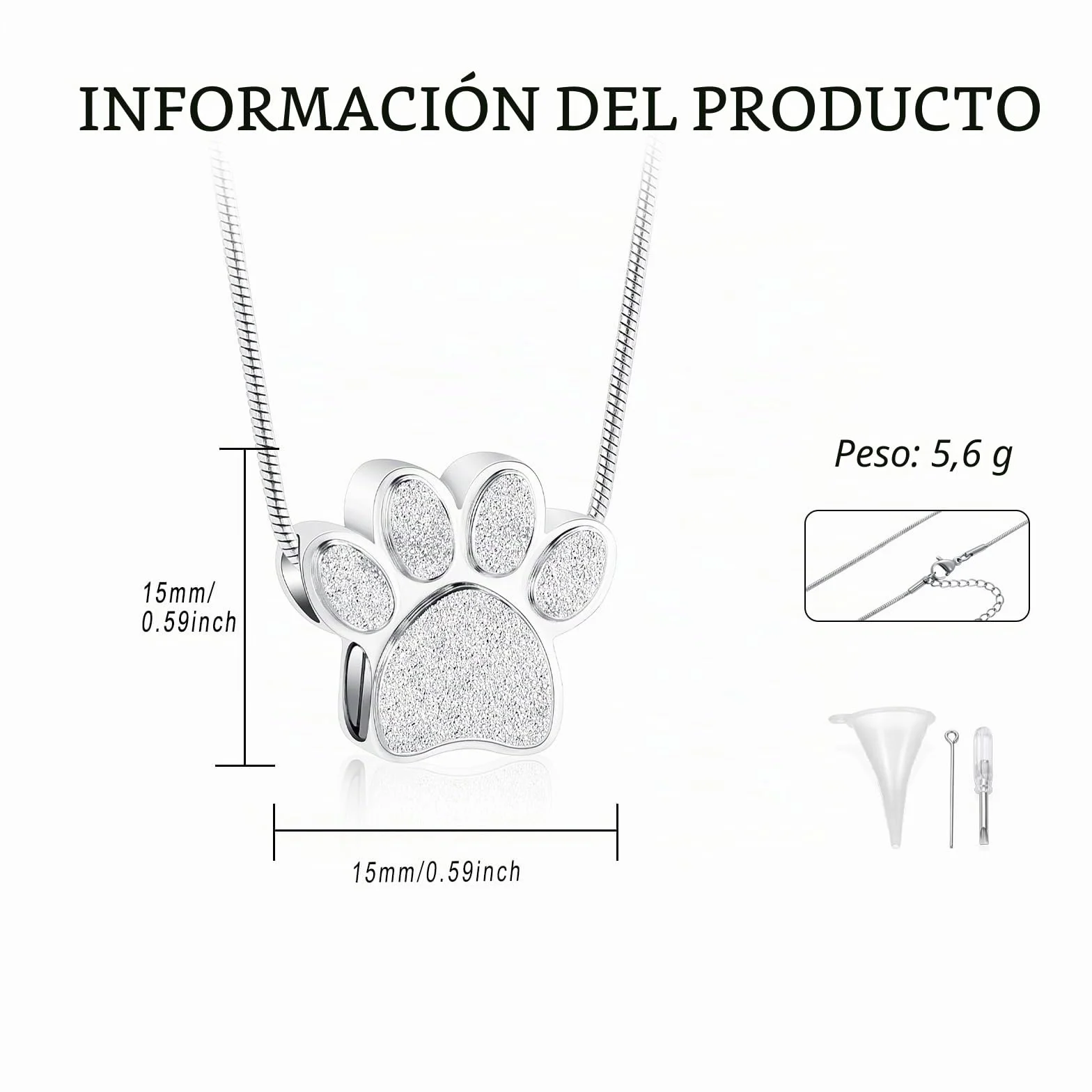 Joyería de cremación de Mascotas para Cenizas Collar de urna con Estampado de Patas para Cenizas para Perro Joyería de Recuerdo para Regalos conmemorativos Colgantes de Cenizas de Gato