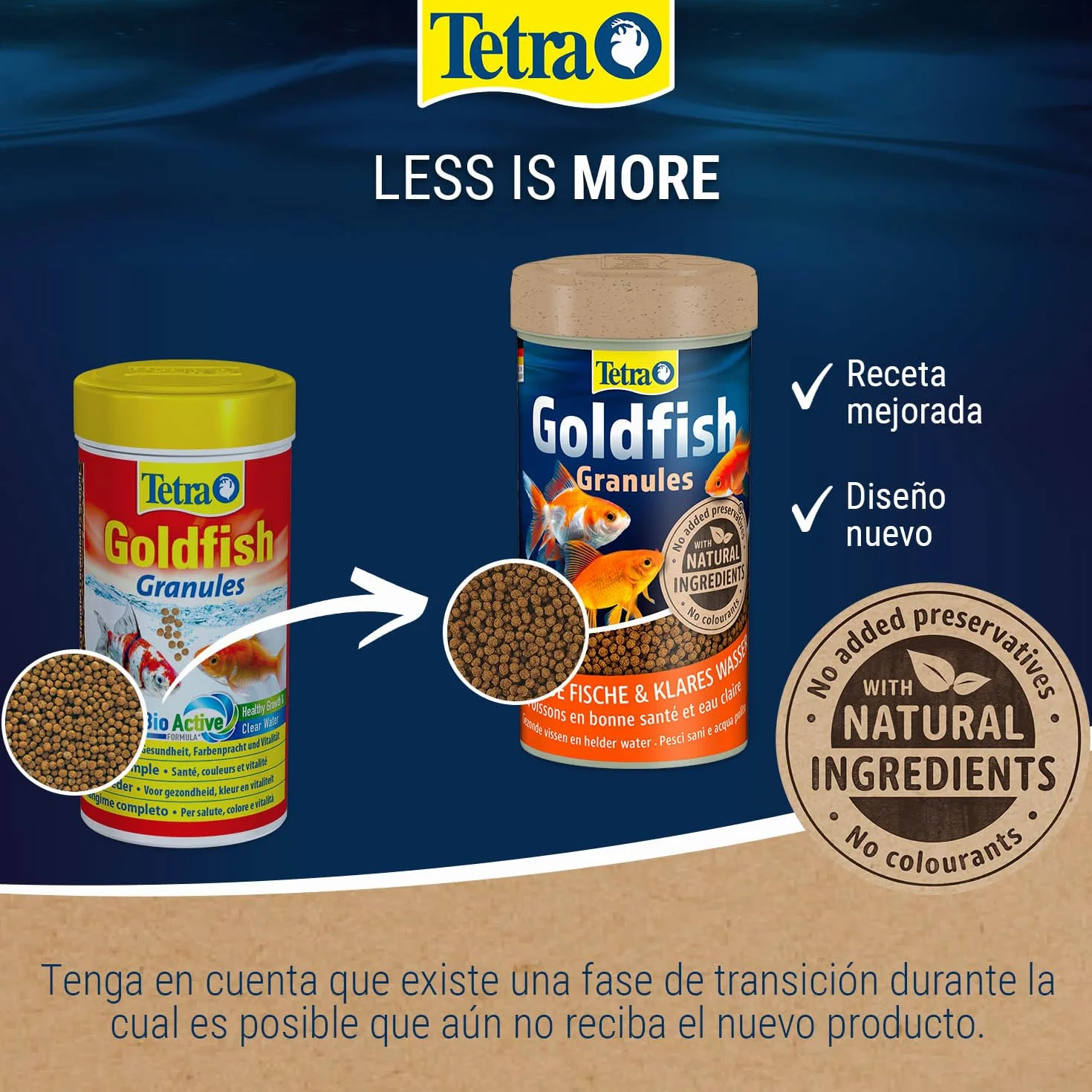 Tetra Goldfish Granules - Alimento granulado para carpines dorados y otros peces de agua fría, lata 500 ml