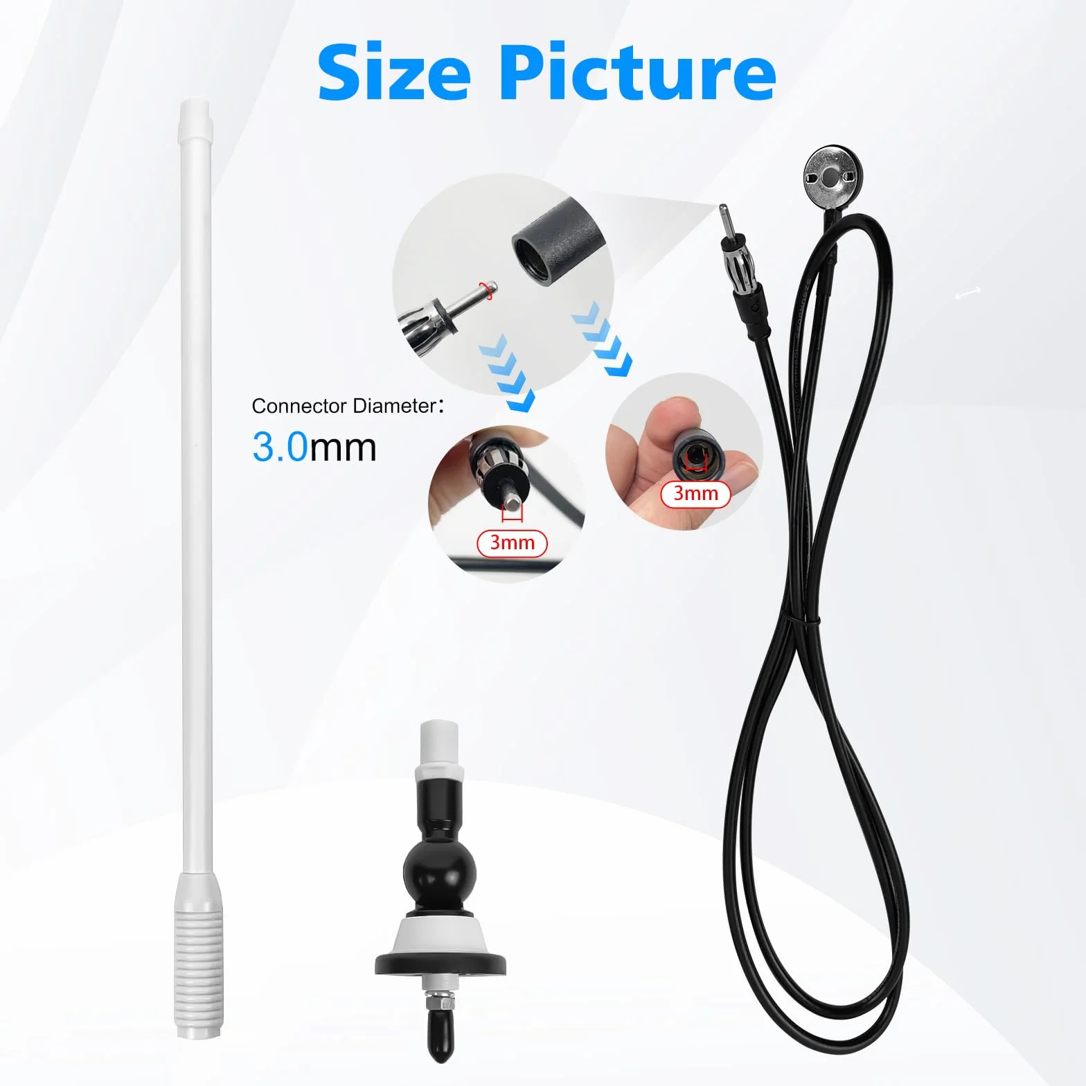 STUDIOFINIX Antena de radio marítima impermeable Dipolo flexible mástil FM AM para barco