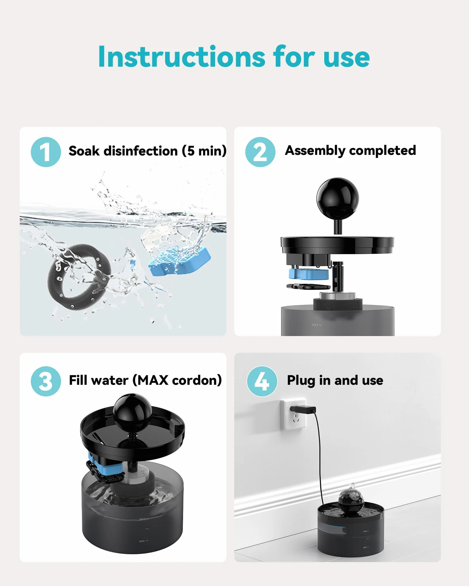 Filtro Fuente para Gatos, 6 filtros de carbón + 6 filtros de Esponja, Triple filtración, Mantiene el Agua Fresca y Limpia, Apto para Bebedero Gatos de (B0CGDWYJN7 B0C6XPFT7Q)