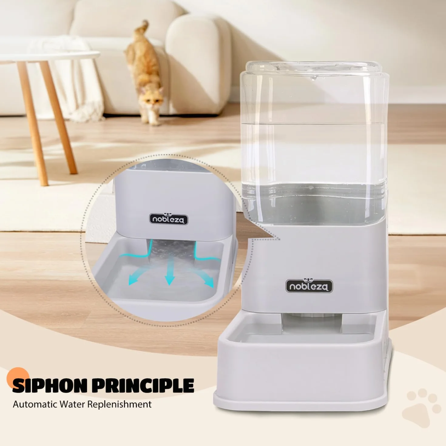 Nobleza Comedero Automático y Bebedero Gatos Perros， Dispensador Comida Gatos y Perros 3.8 L， para Perros y Gatos pequeños y medianos， Pack 2 Unidades