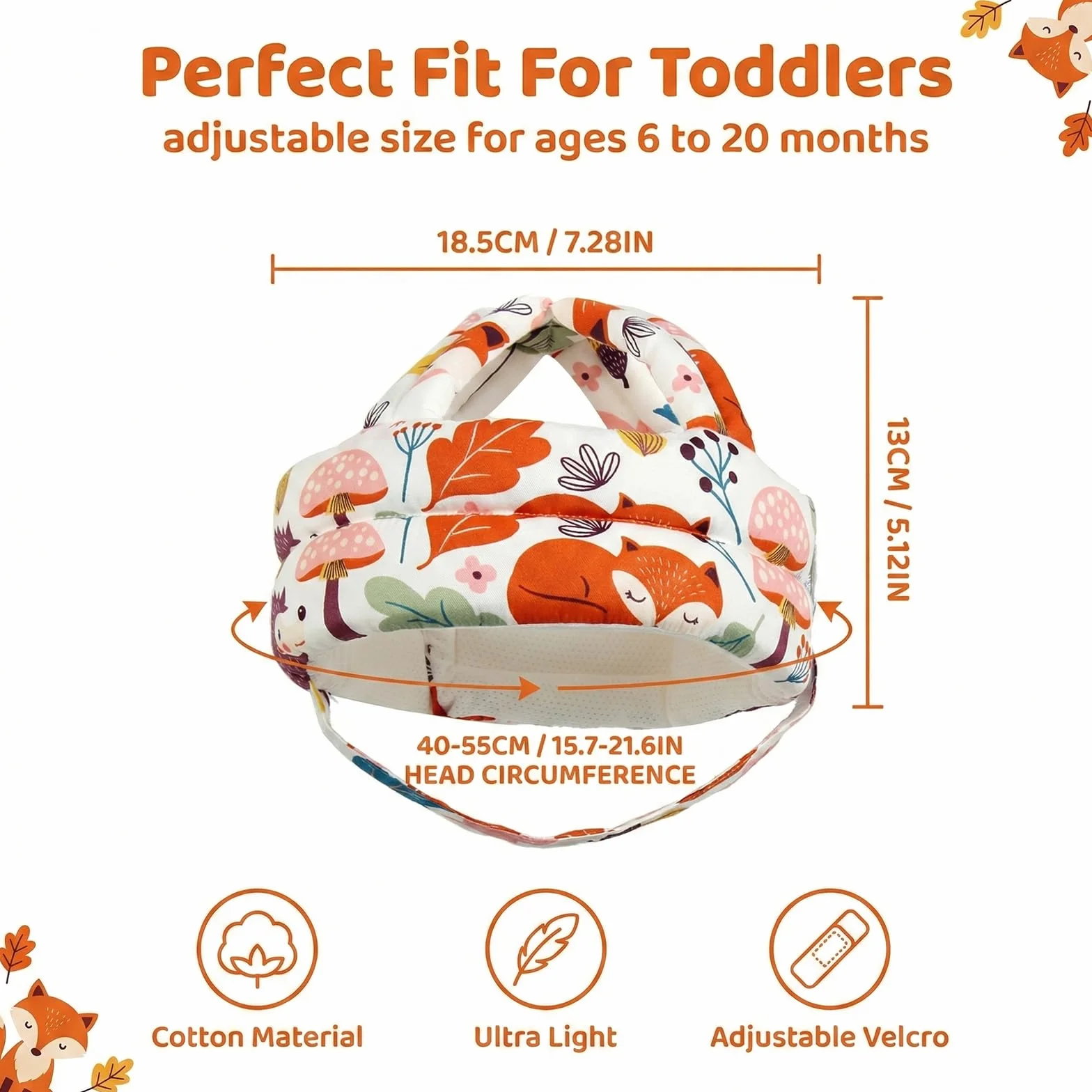 Casco Protector Ajustable y Transpirable Anti-Caídas para Bebés 6-36 Meses