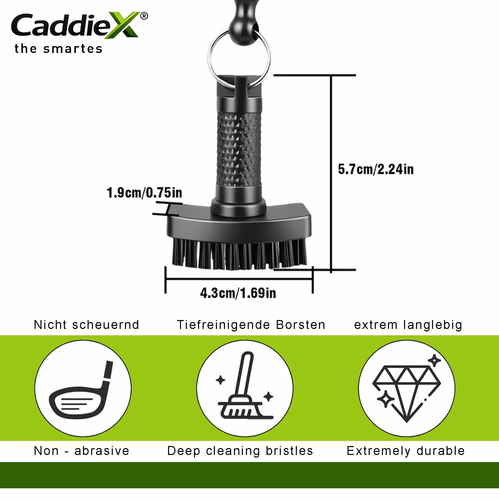 Cepillo de golf inteligente CaddieMag imán extraíble cerdas de nailon ligero
