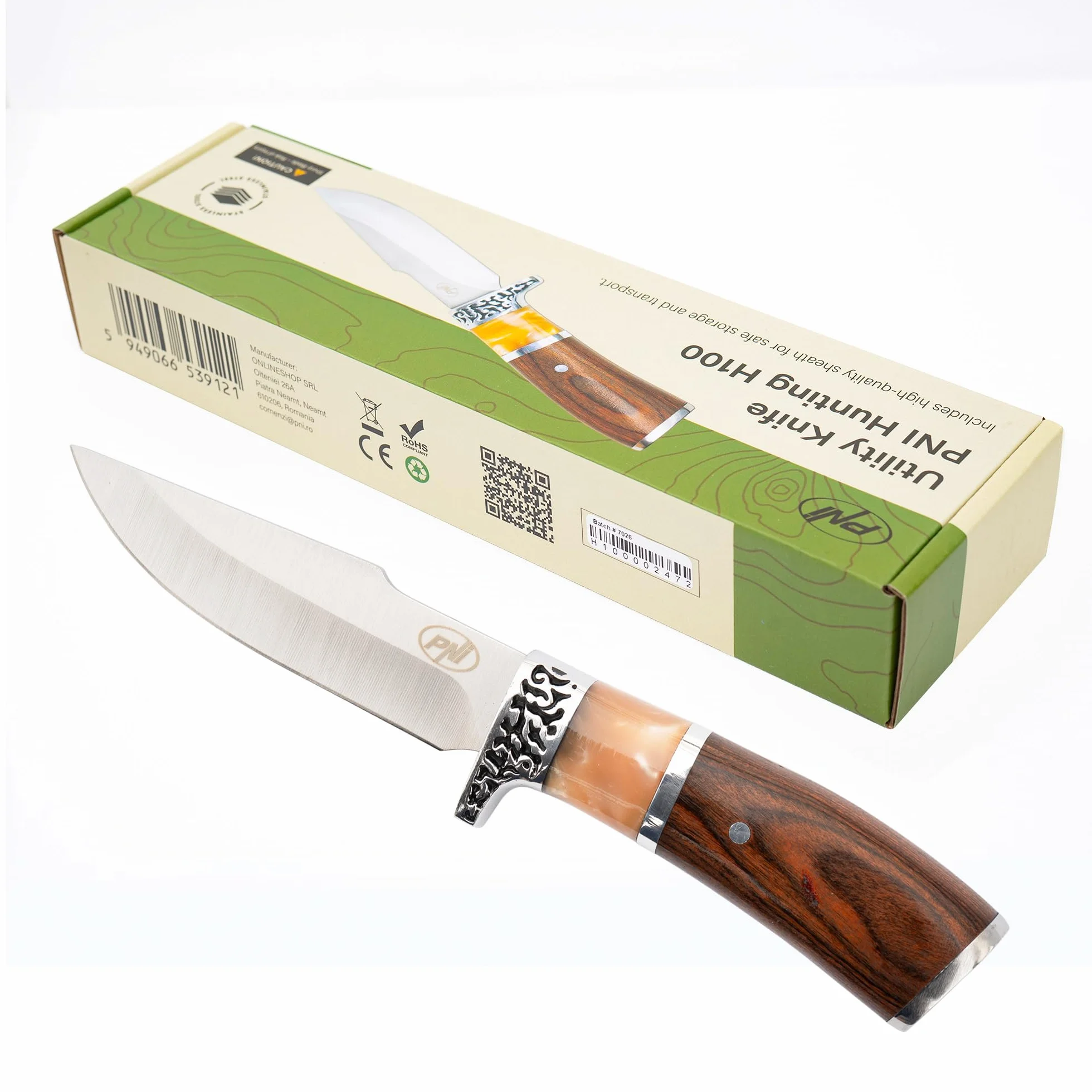 Cuchillo de caza PNI Hunting H100 215 mm con funda