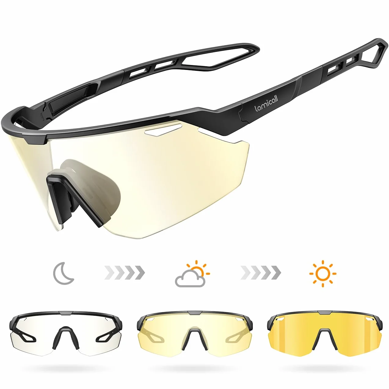 Lamicall Gafas de Sol Deportivas Fotocromáticas UV400 TR90 Ultraligero 28g Ciclismo Hombre