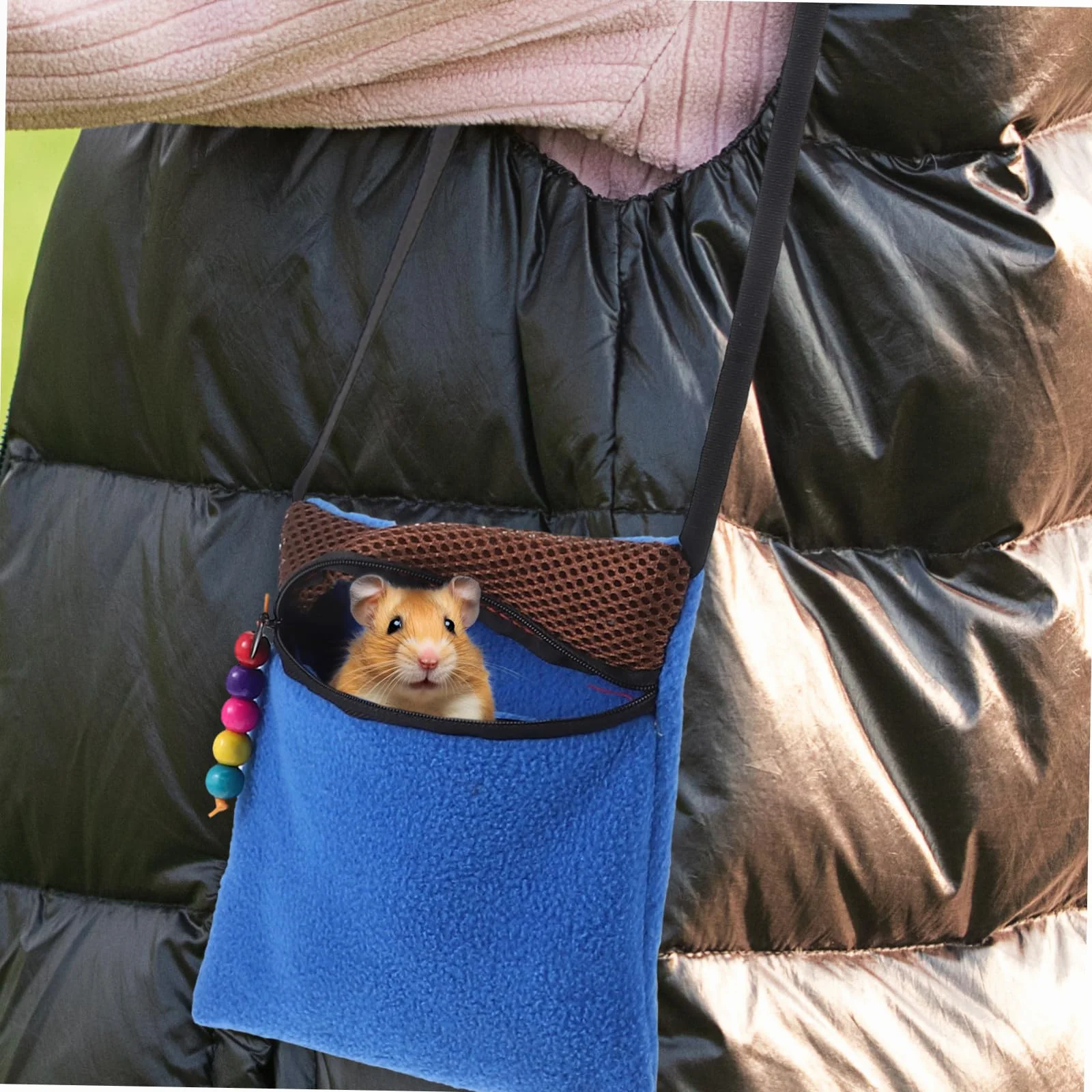 Bolsa Portátil para Transportar Pequeños Roedores y Petauros Saco de Dormir Transpirable para Hámsteres y Otros Animales Pequeños Bolsa Cómoda y Segura con Interior para