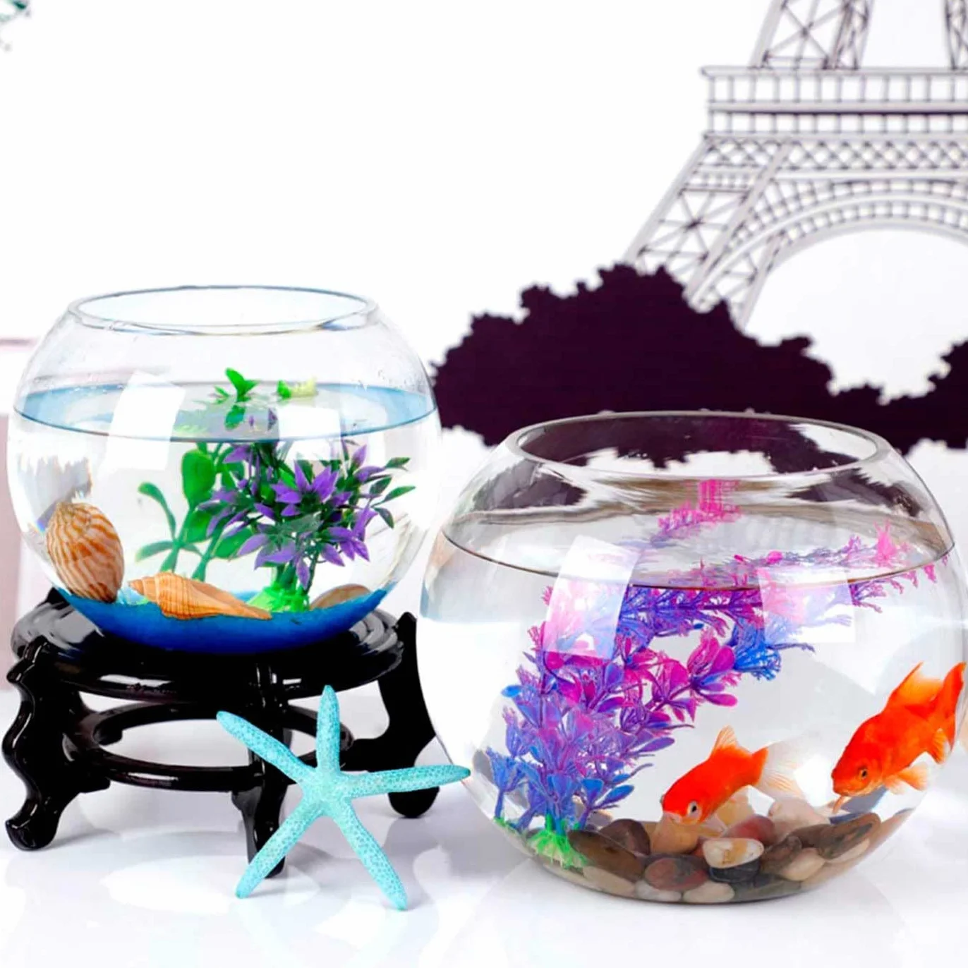 Acan Tradineur - Pecera Redonda de Cristal, Acuario esférico, Globo pequeño para Peces, Mascotas, decoración de Interior, hogar (Transparente, 20 x 16 cm)