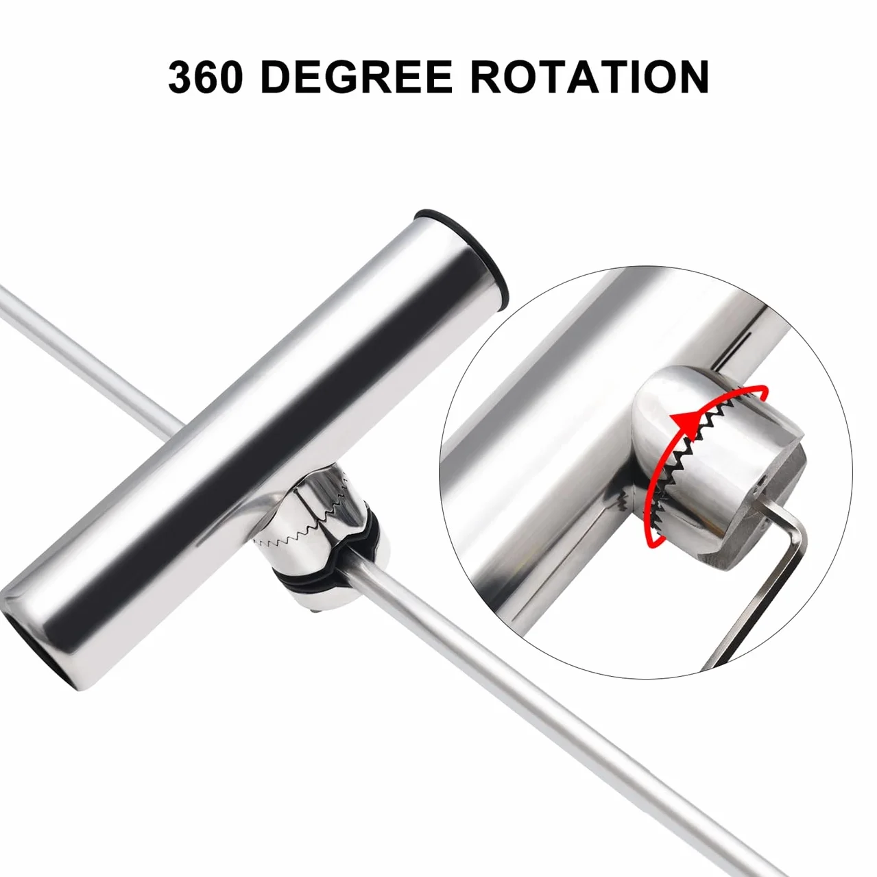 Soporte para caña de pescar de acero inoxidable ajustable 360 grados para rieles 22-26 mm 2 unidades
