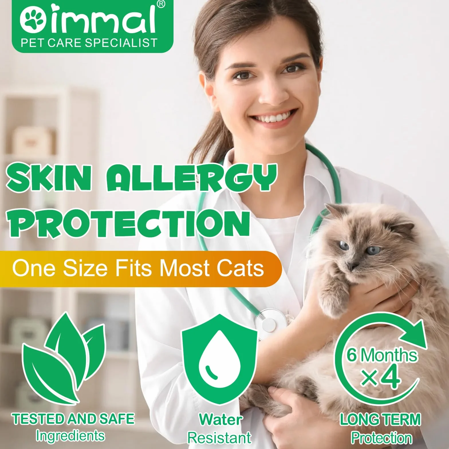 Collar contra pulgas y garrapatas para gatos (paquete de 4),tratamiento contra pulgas,ingredientes extraídos naturales,collar para gatos,ajustable,impermeable,antipulgas garrapatas,protección 24 meses