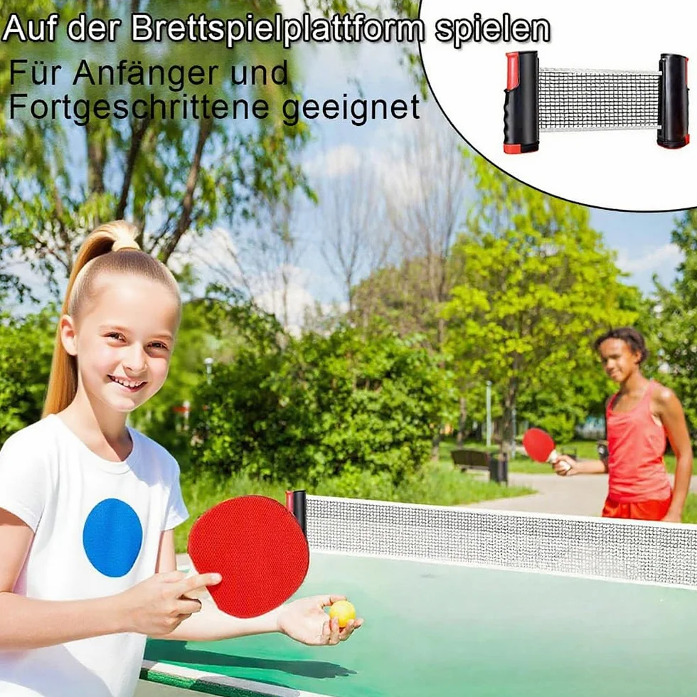 Red de ping pong de mesa, juego con 2 raquetas, 6 bolas, extensible y bolsa de transporte