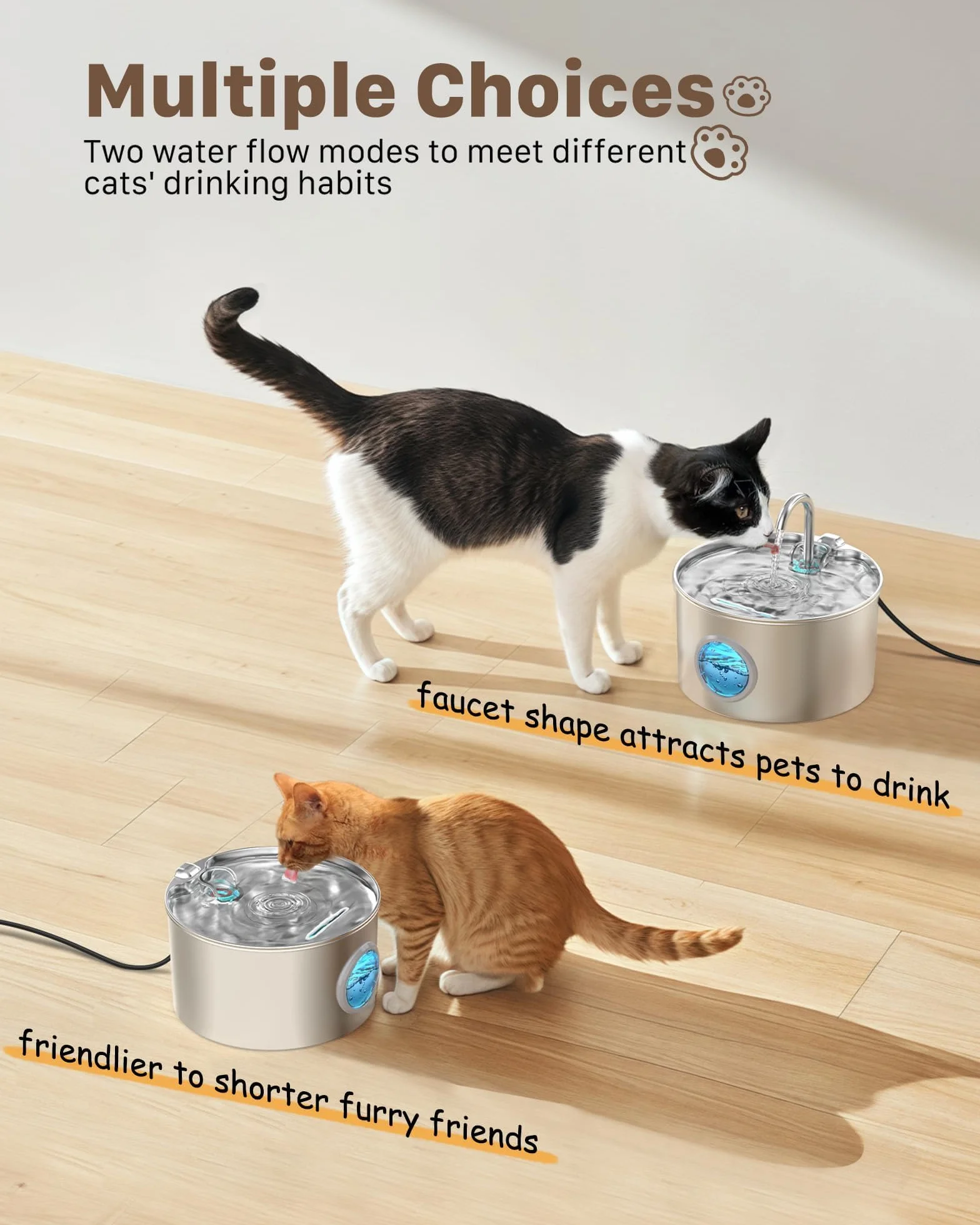 Fuente para Gatos Acero Inoxidable 2.2L Automática Silenciosa con Filtro