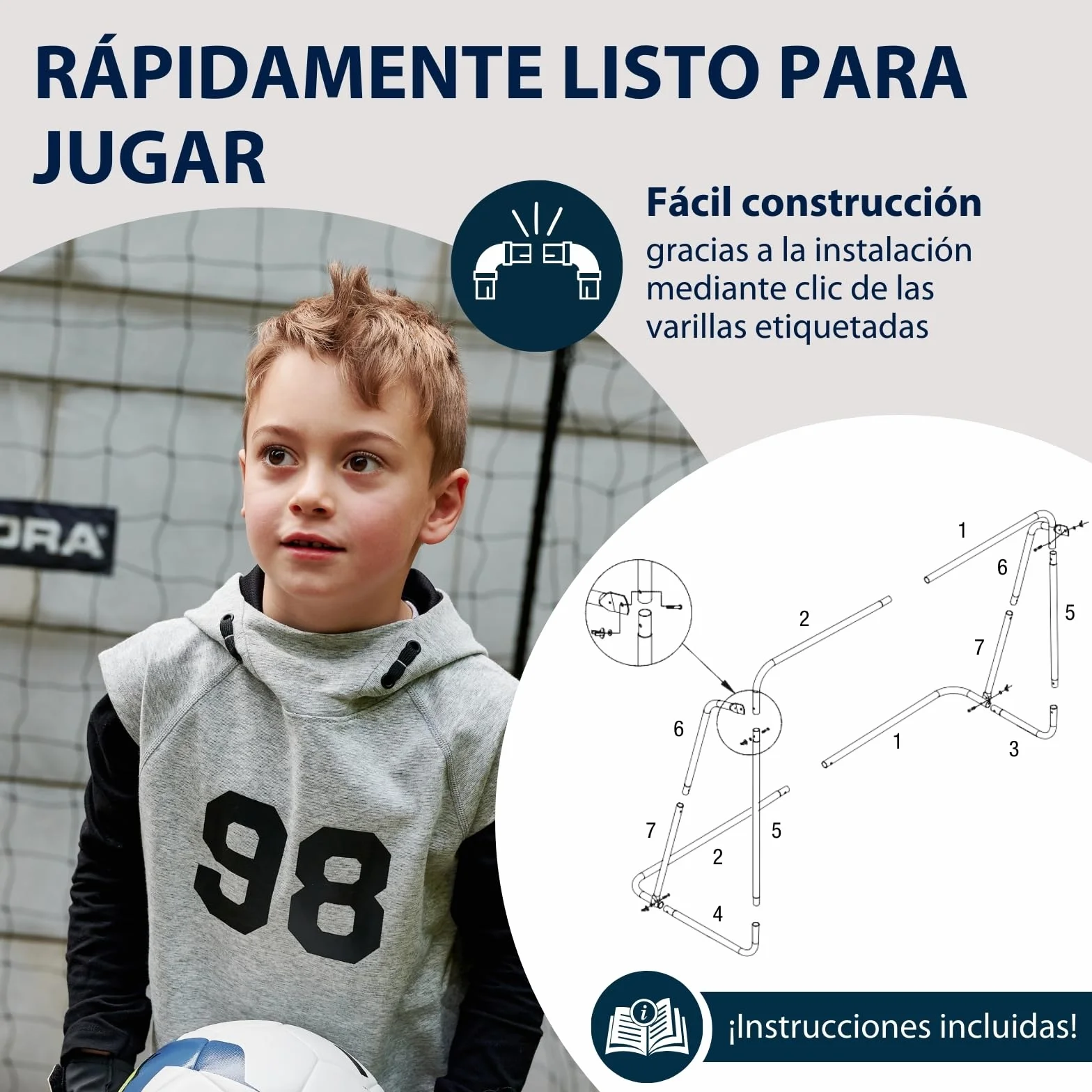 Hudora Hornet 180 Football Goal Outdoor Weatherproof with Removable Net & Reinforced Shot Holes
