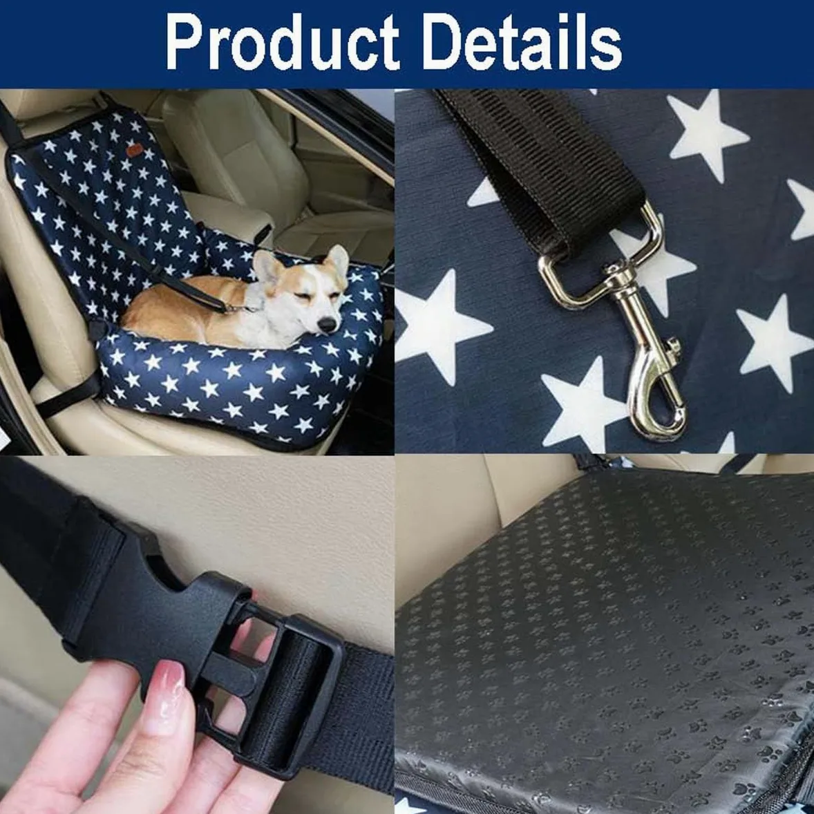 Cama elevada para asiento de coche para perro, impermeable y a prueba de arañazos, con cinturón de seguridad antideslizante para asiento trasero y delantero