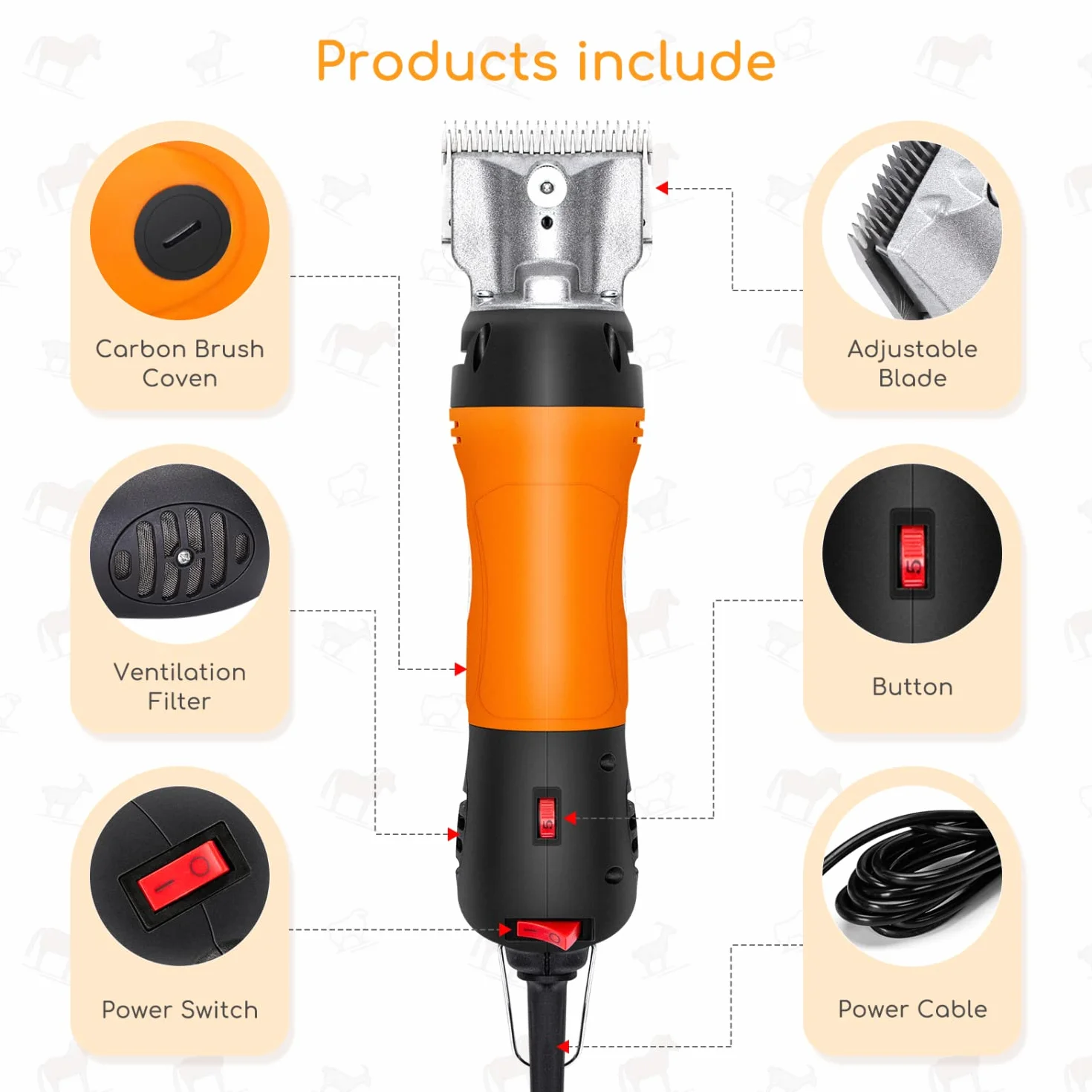 Nobleza 550W de Pelo Caballos máquina para esquiladora Caballo Cortar ovejas eléctrica cortadora Maquina Profesional Kit de Belleza de Ajuste de Seis velocidades