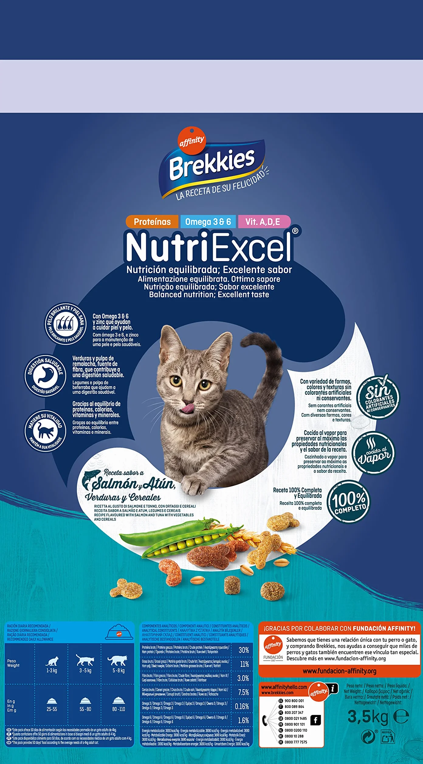 Brekkies Pienso para Gatos con Salmon, Atun y Verduras 3,5kg