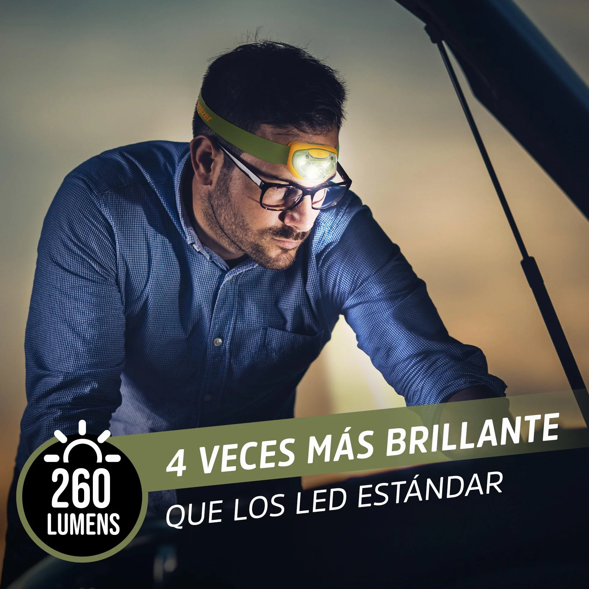 Energizer Vision HD+ Linterna Frontal LED 260 Lúmenes IPX4 7 Modos Ajustable