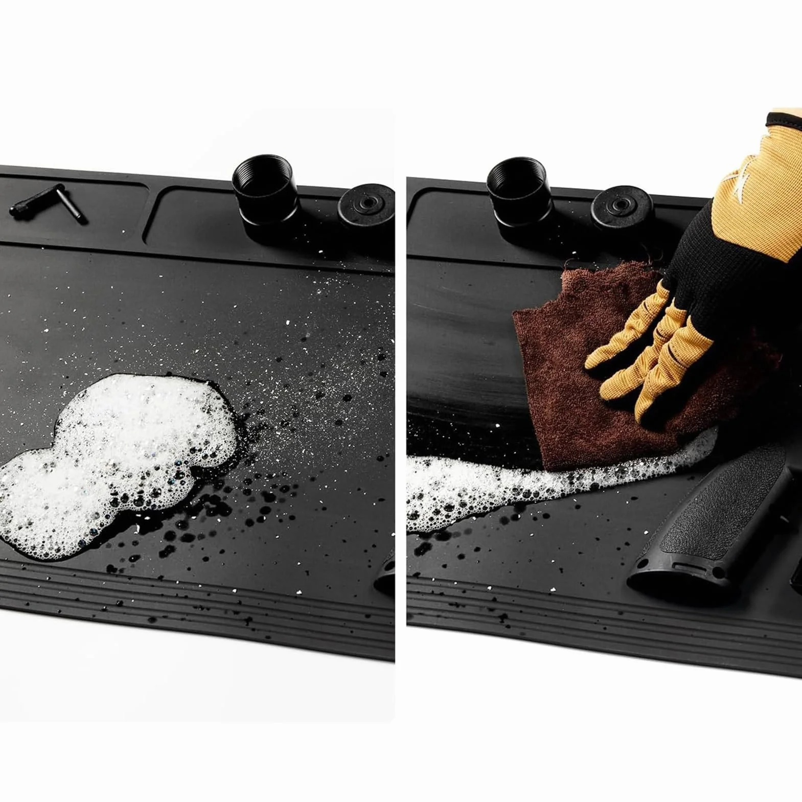 Alfombrilla de limpieza de armas con puntos magnéticos antideslizante resistente al aceite lavable