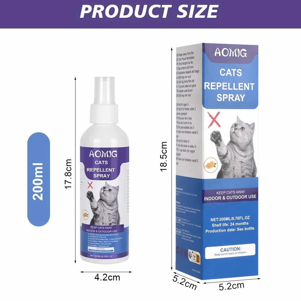 Aomig Spray Arañazos Gatos, 200ml Spray Repelente para Gatos, Spray Arañazos Gatos y Gatitos para Proteger Sofá y Muebles, Ideal para Uso Indoor y Outdoor