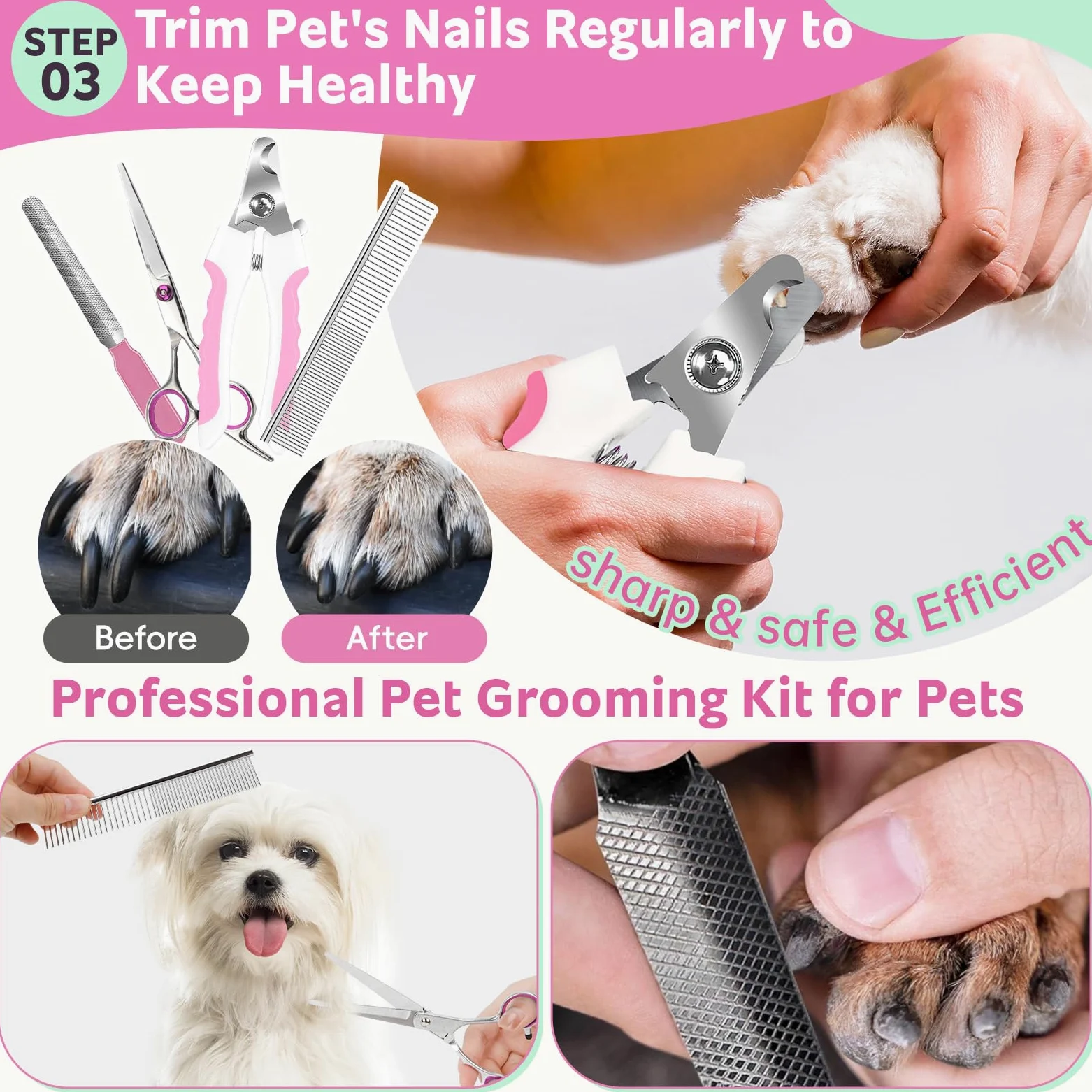 Kit de aseo de baño para mascotas, juego de cepillo para el pelo con toalla