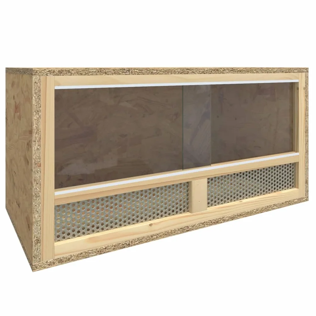 Terrario de madera de 60 x 30 x 30 cm con cristal y acero, adecuado para pequeños animales como hámster, cobayas, conejos, roedores, ideal como jaula, recinto, establo, aviario