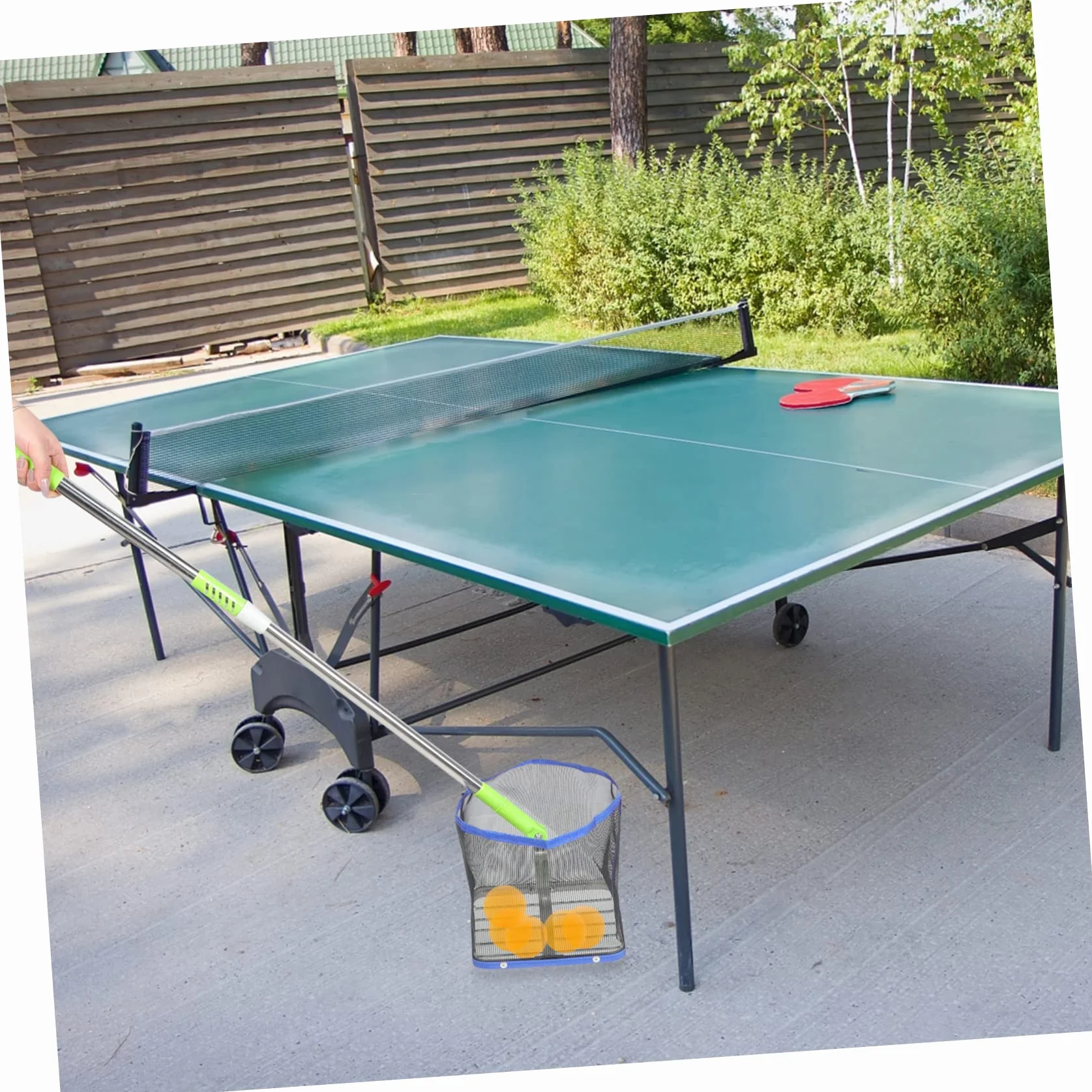 VANZACK Recolector de Pelotas de Tenis de Mesa Red con Mango Largo de Acero Inoxidable