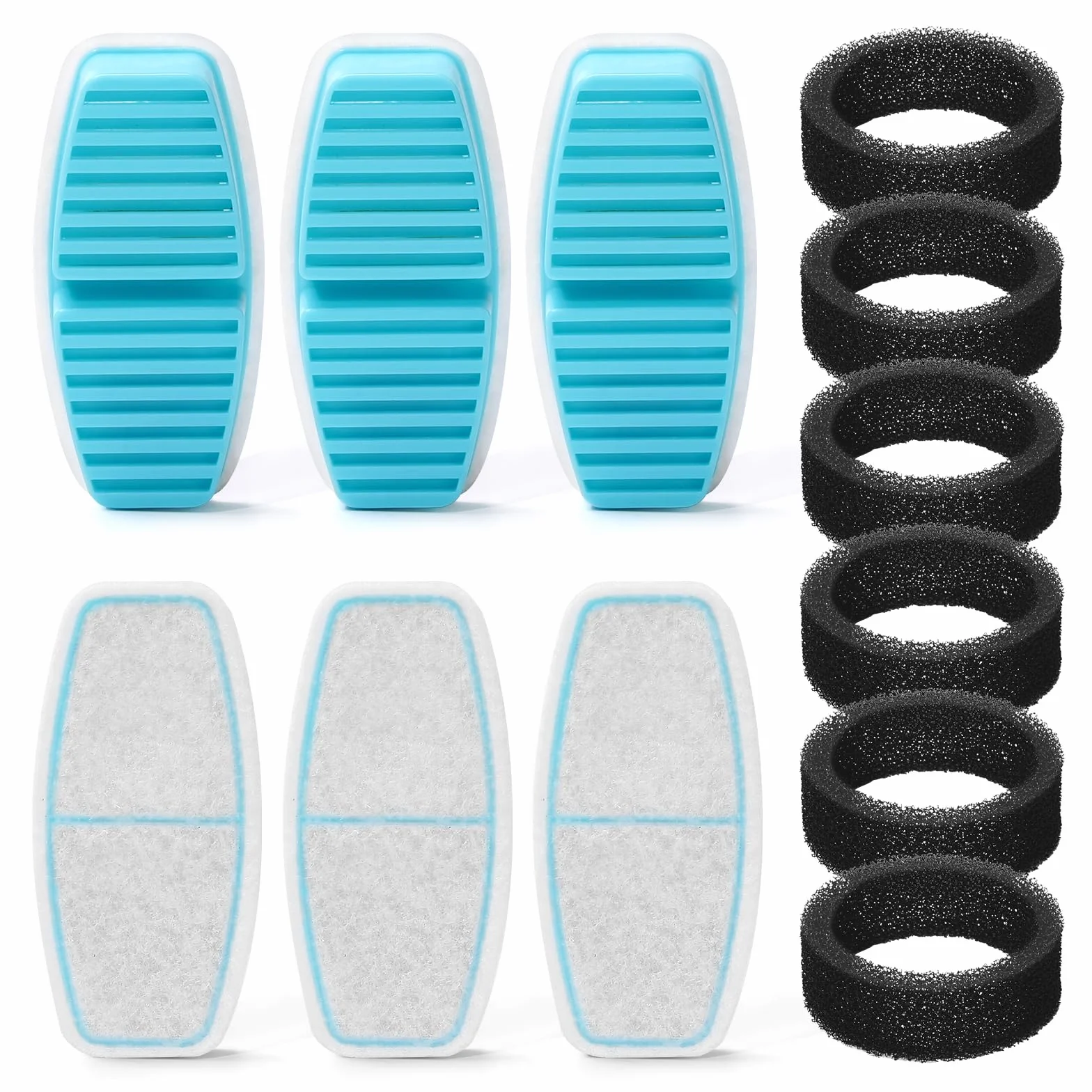 12 paquetes (6 filtros + 6 esponjas) para fuente de agua H4 para gatos, filtros de repuesto para fuente de gato con filtro de carbón activado, fibra ultrafina