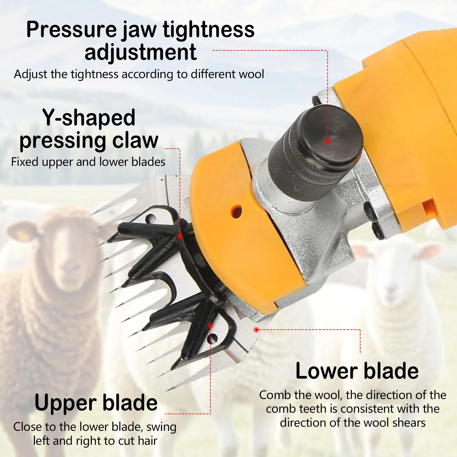 Esquiladora De Ovejas, 1000W Esquiladora Profesional De Ovejas Con Motor De Alta Potencia Y Cable De AlimentacióN 5m Esquiladora EléCtrica De Ovejas 13 Dientes 2400 Rpm Para Ovejas Cabras Y Alpacas