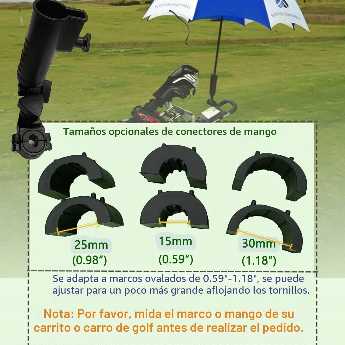 Soporte universal para paraguas 15 mm 25 mm 30 mm 38 mm para carrito de golf bicicleta cochecito