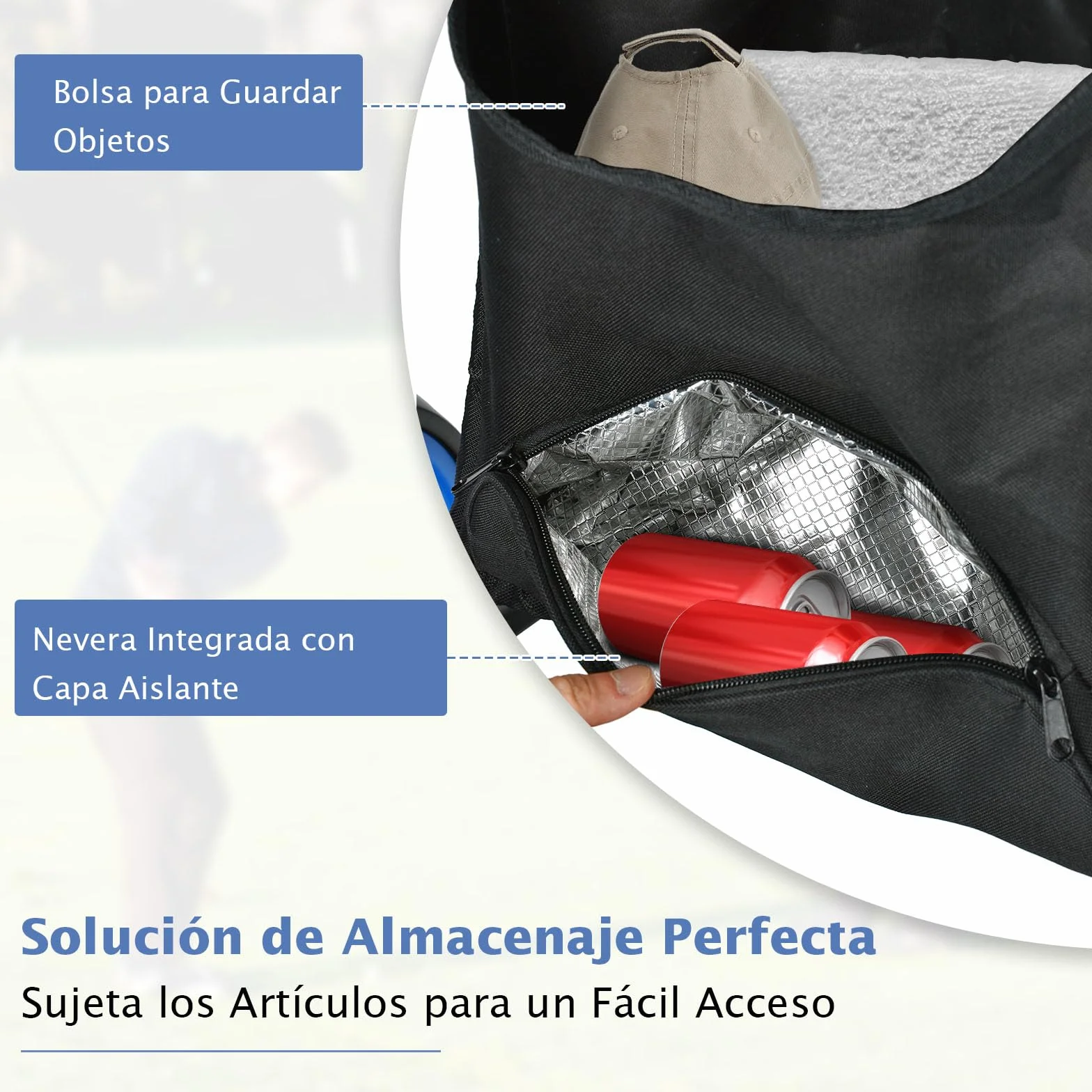 COSTWAY Carrito Golf Plegable 4 Ruedas con Bolsa Impermeable y Freno de Pie