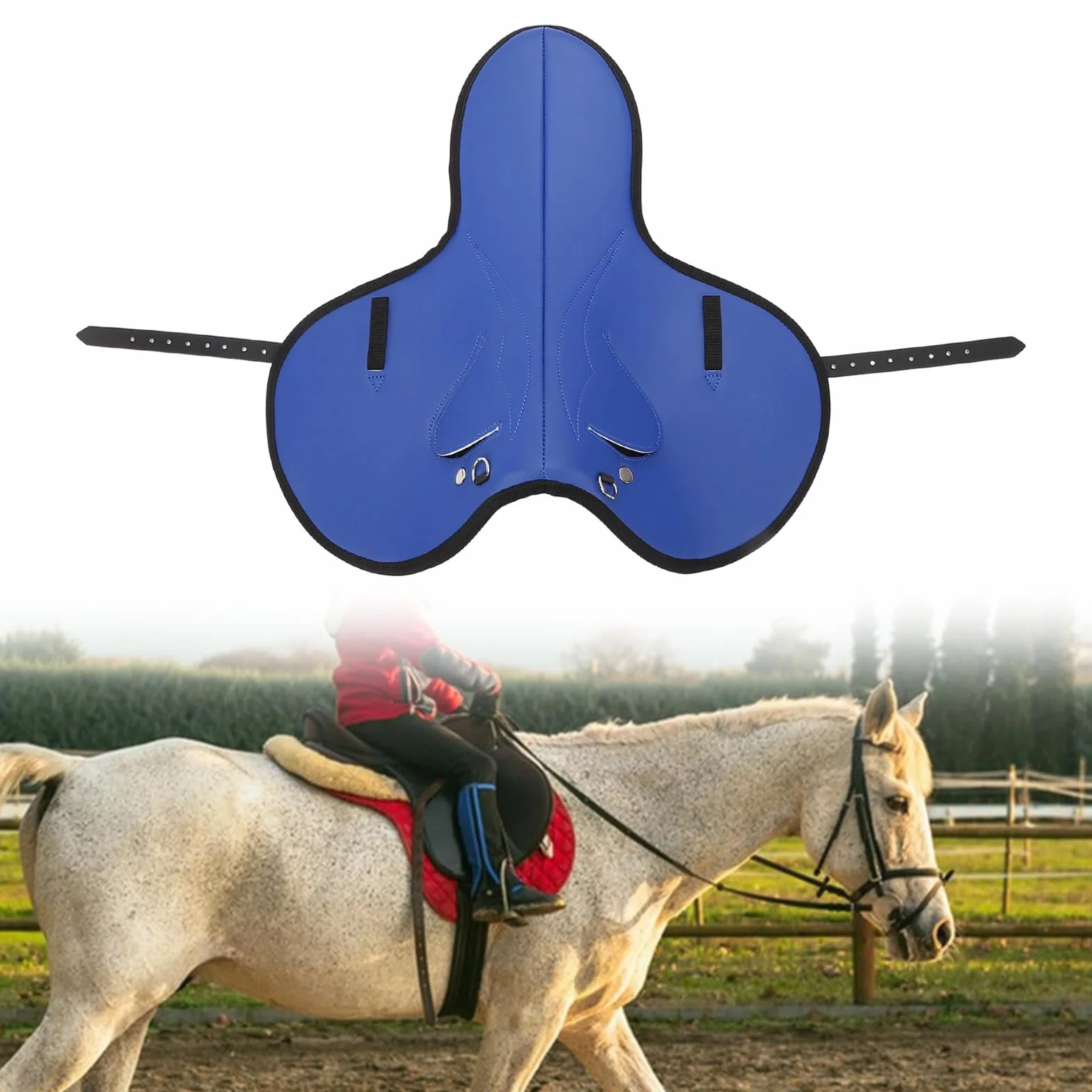 Almohadilla para Silla de Montar de Caballo, de Cuero de Microfibra, con Marco de Resina, Cojín Ergonómico Antideslizante Que Absorbe los Golpes para Equitación, Doma y Salto