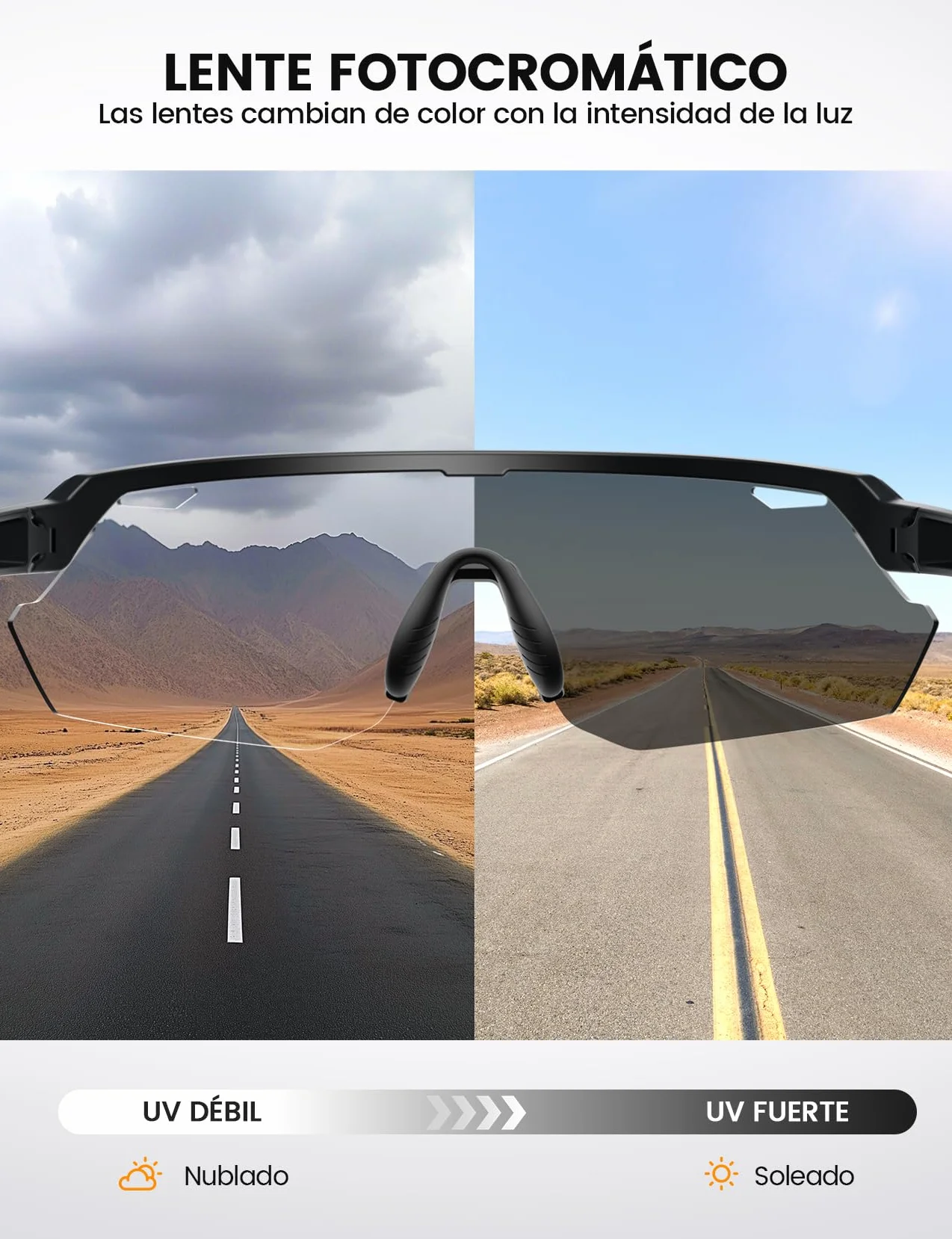Lamicall Gafas de Sol Deportivas Fotocromáticas UV400 TR90 Ultraligero 28g Ciclismo Hombre