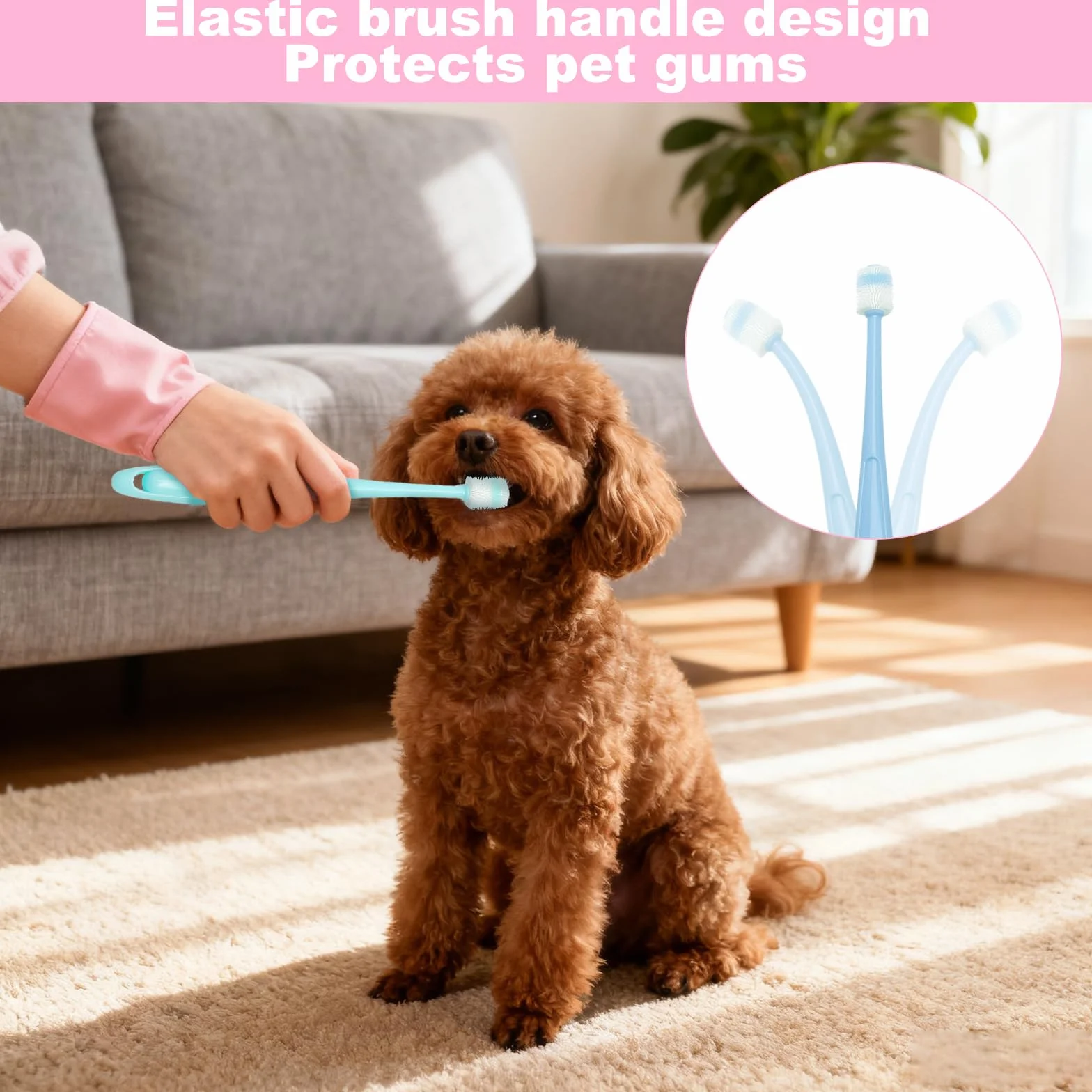 Juego de Cepillo de Dientes para Gatos – 3 Cepillos de Dientes + 2 Cepillos de 360 Grados, Silicona Suave, Reutilizable, para Perros y Gatos