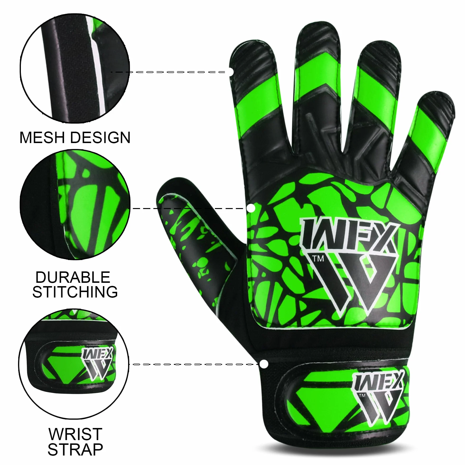 WFX Guantes de portero fútbol niños jóvenes doble soporte muñeca protección palma