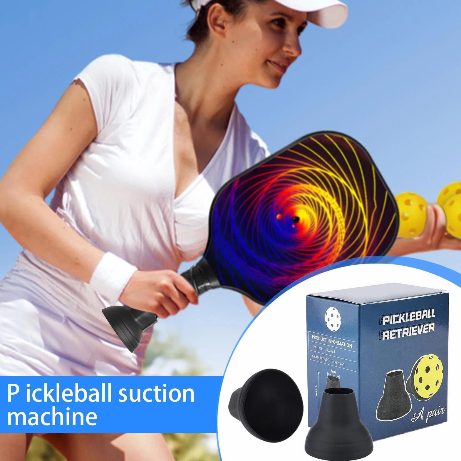 Tennis Ball Retriever, Portable Tennis Picker, Table Tennis Suction, Court Accessory