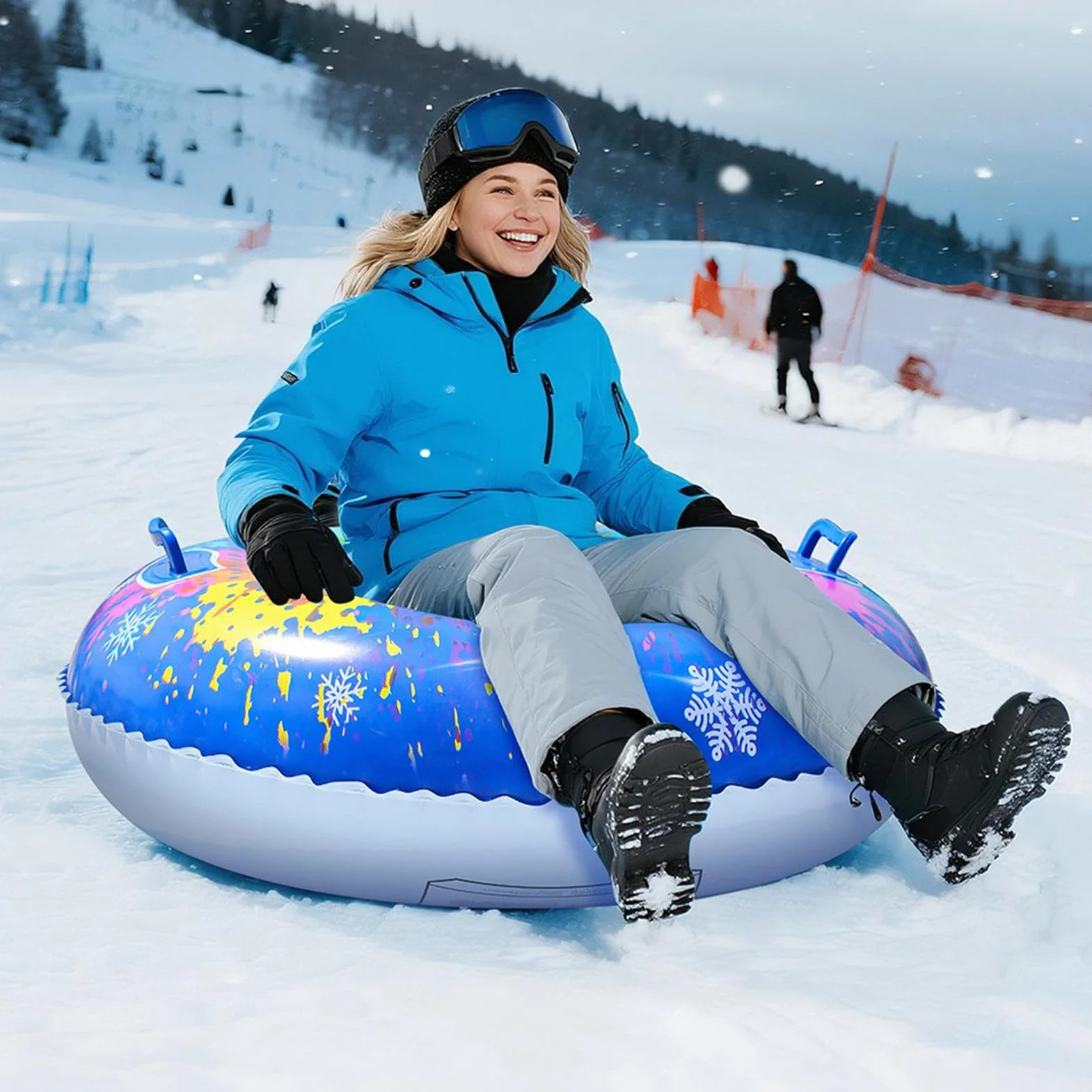 Trineo inflable 87 cm PVC pared gruesa neumáticos nieve niños asas tubo nieve pesado familias